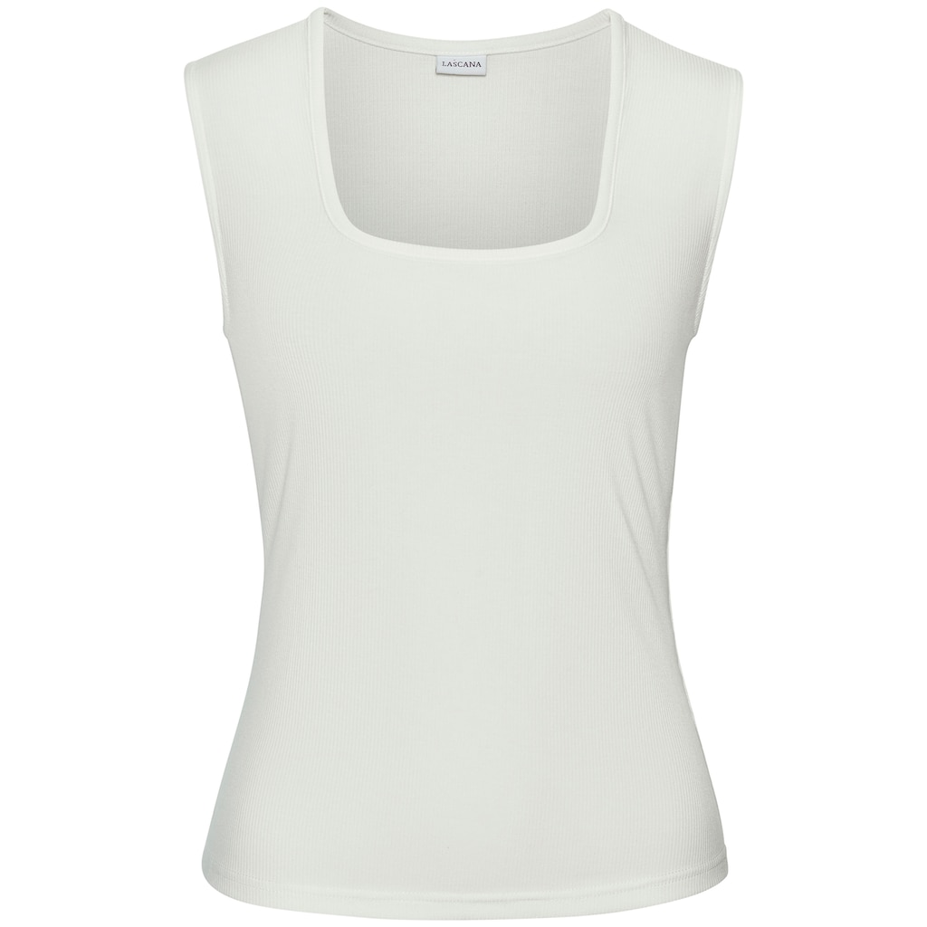 LASCANA Ripptanktop, mit Karree-Ausschnitt, elastisches Damentop, Basic, elegant