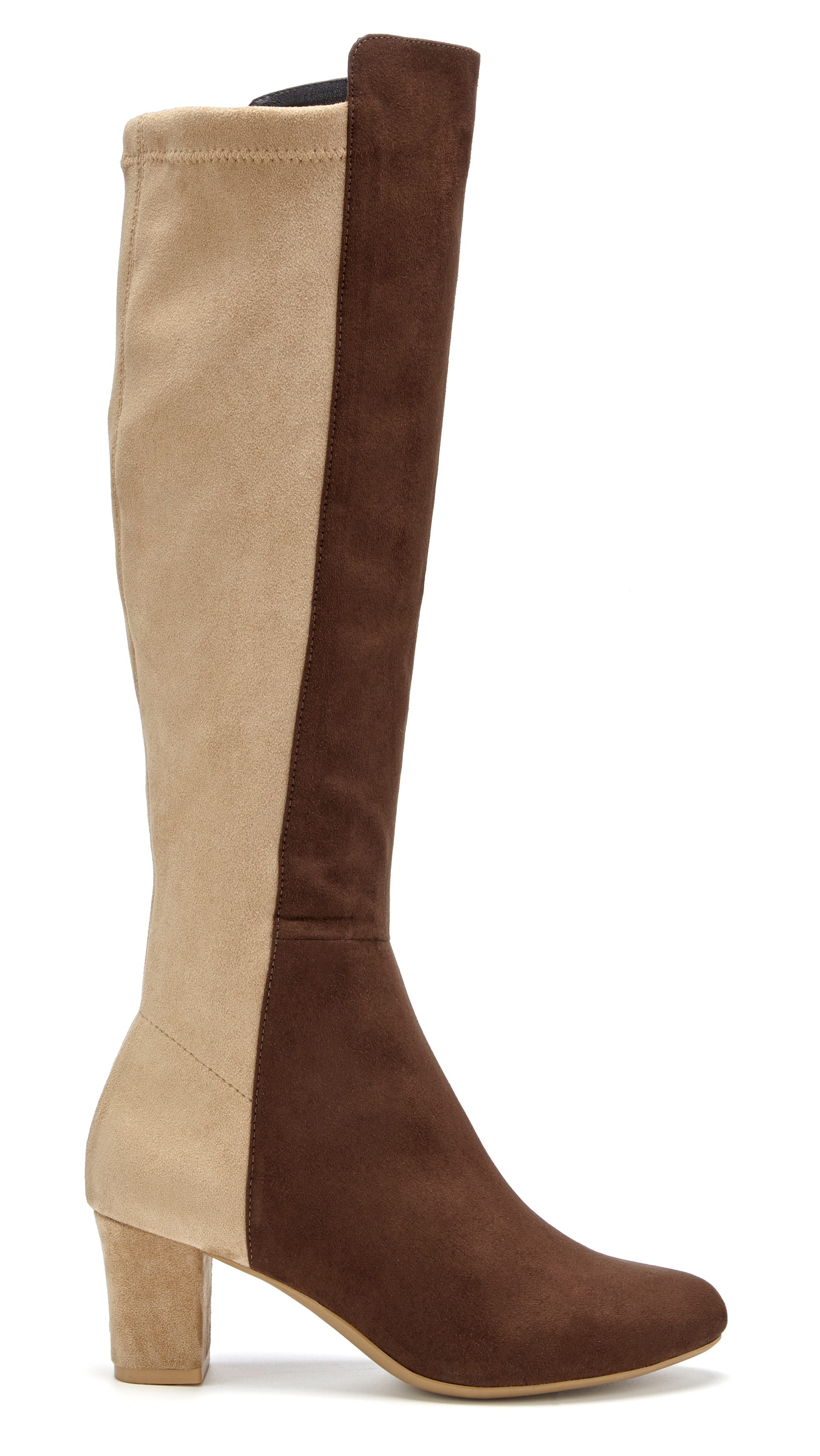 LASCANA Bottes »Langschaftstiefel, Stiefelette,«  avec talon bloc dans un élégant look bicolore