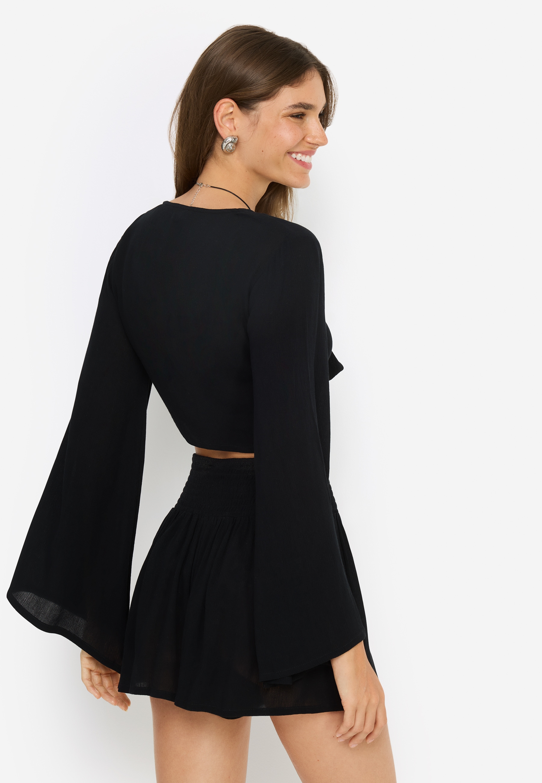 LSCN by LASCANA Crepebluse Set,  und Shorts