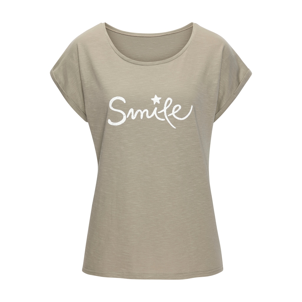 Beachtime T-Shirt »mit Frontdruck "Smile"«, aus weicher Baumwoll-Qualität