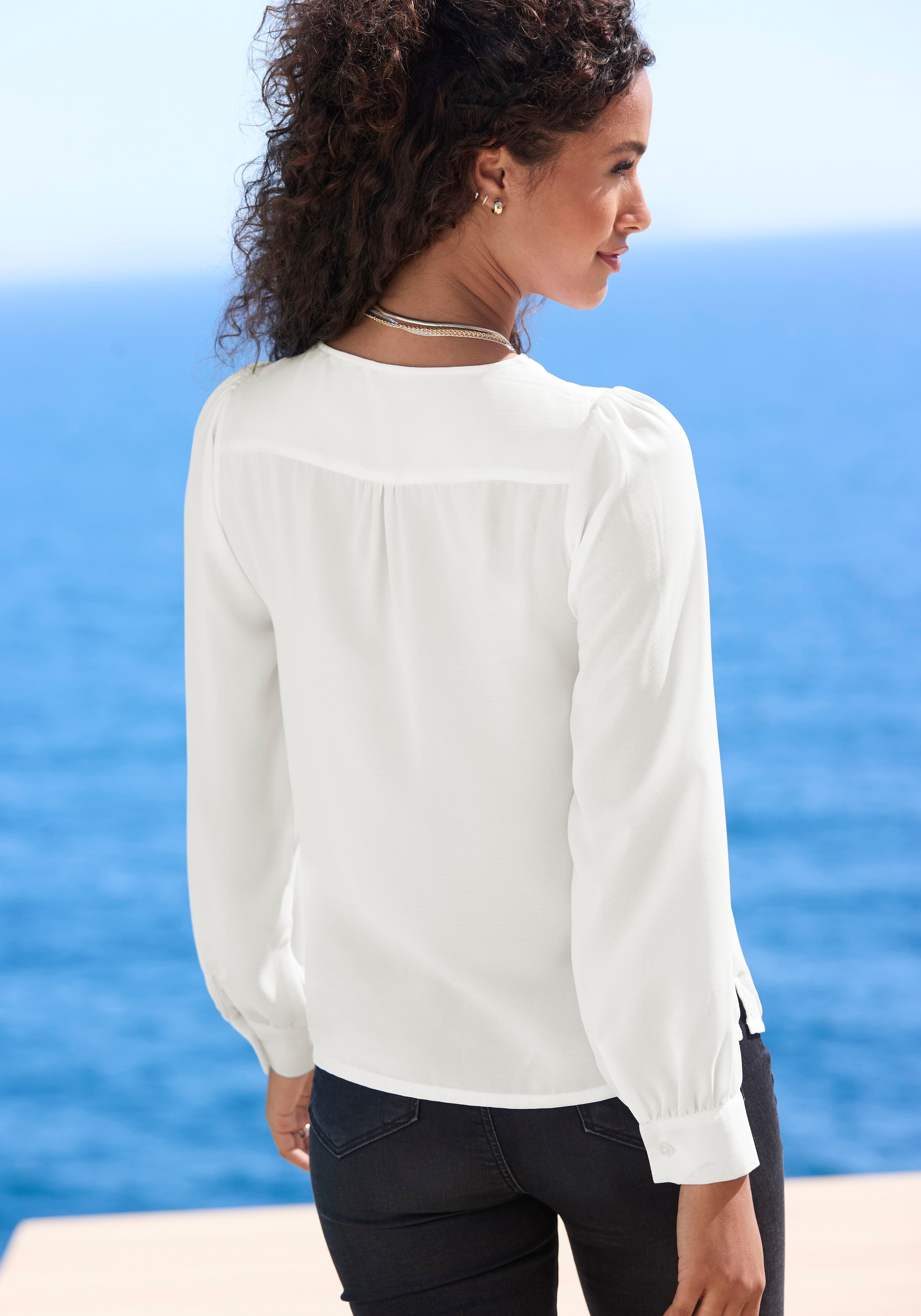 LASCANA Langarmbluse, mit Reissverschlussdetail, elegante Damenbluse