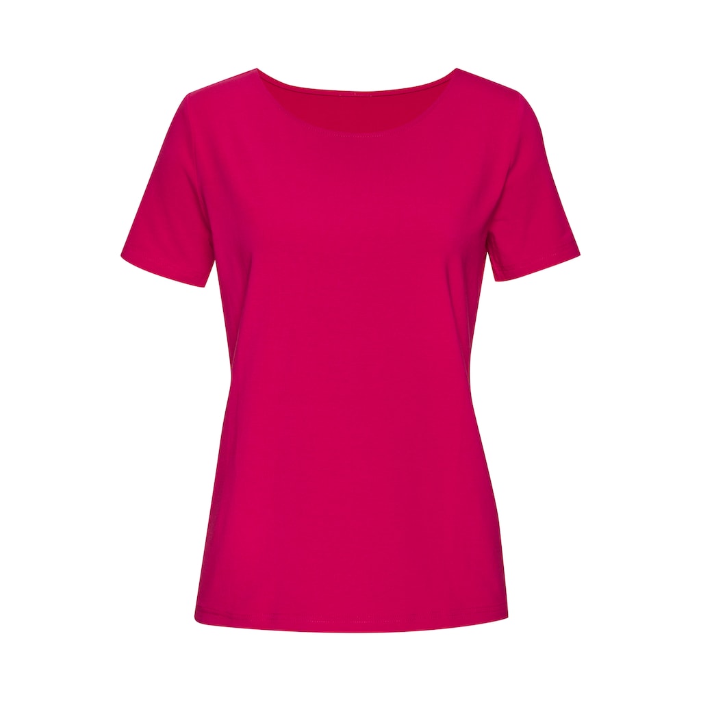 LASCANA T-Shirt »mit Rundhals-Ausschnitt«, (2er-Pack), aus elastischer Baumwoll-Modal-Qualität