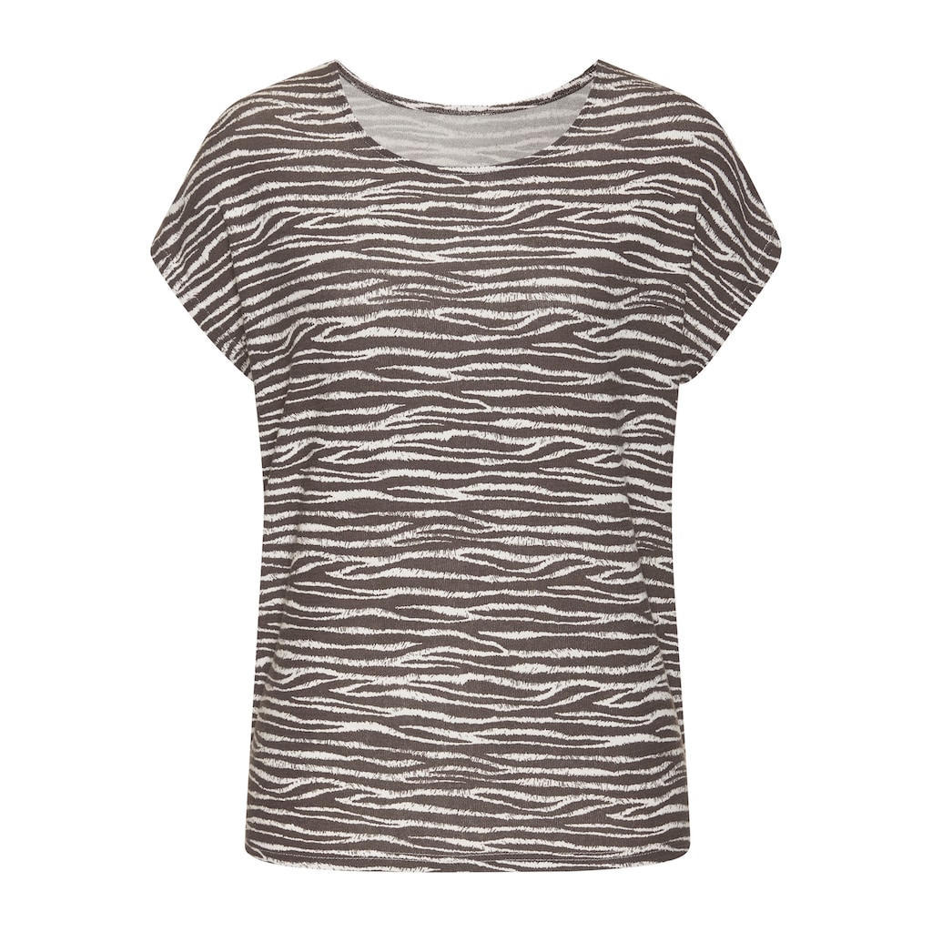 LASCANA Kurzarmshirt »mit modischem Zebra-Muster«, aus weichem Viskose-Strick