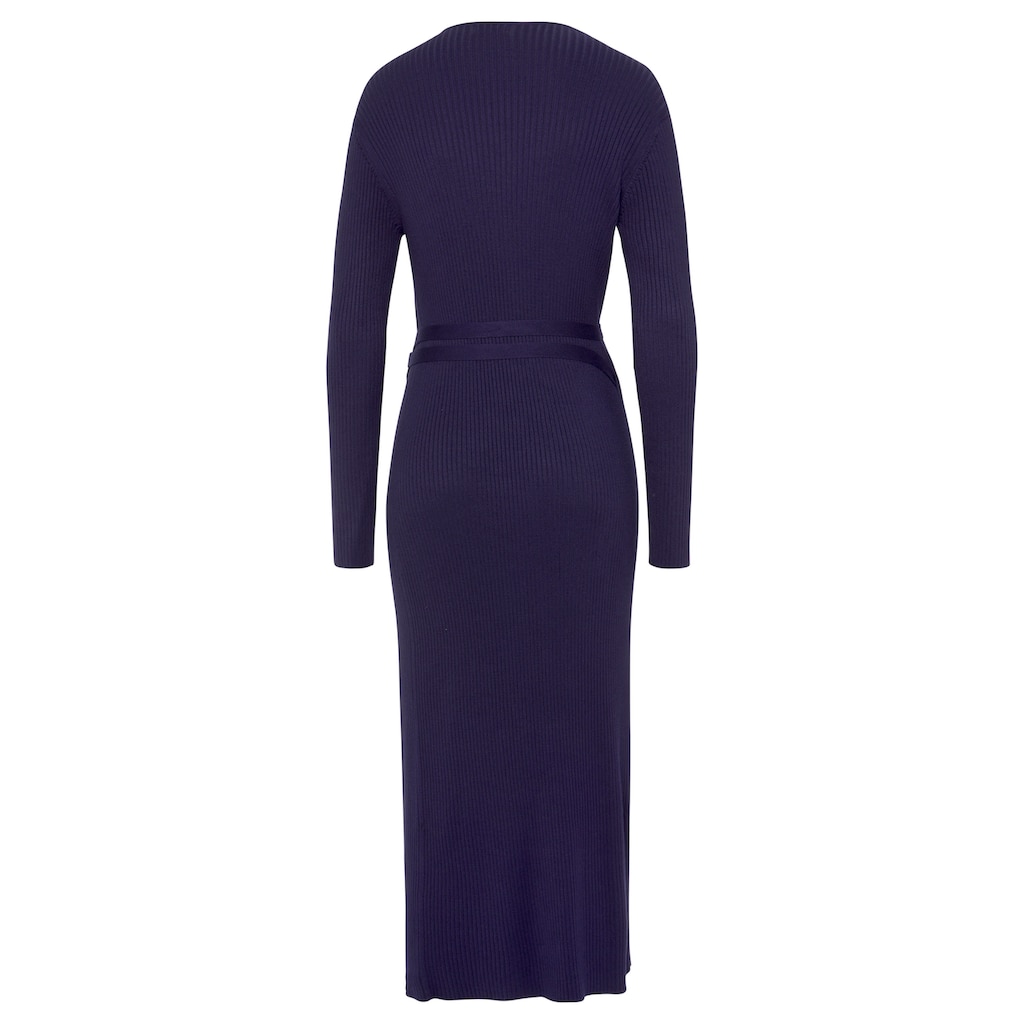 LASCANA Strickkleid, Loungekleid zum wickeln mit Taillengürtel, Loungewear