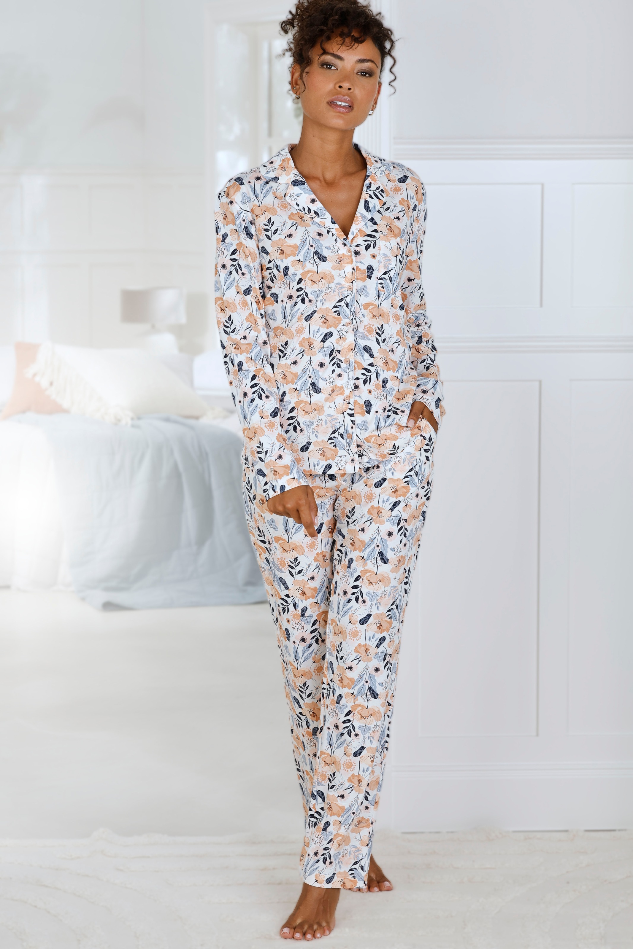 Vivance Dreams Pyjama 2 tlg. mit durchgehender Knopfleiste