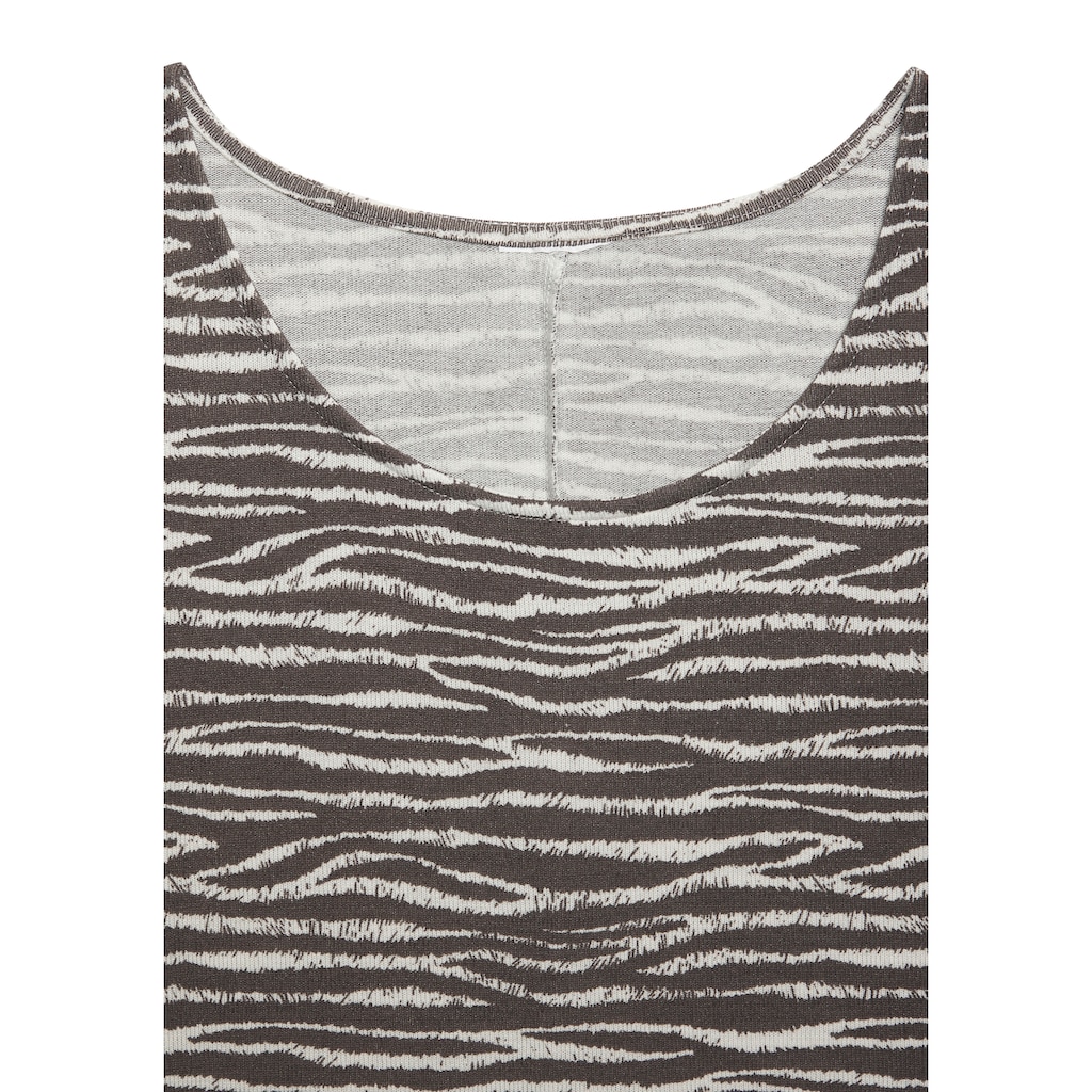 LASCANA 3/4-Arm-Shirt »mit modischem Zebra-Muster«, aus weichem Viskose-Strick