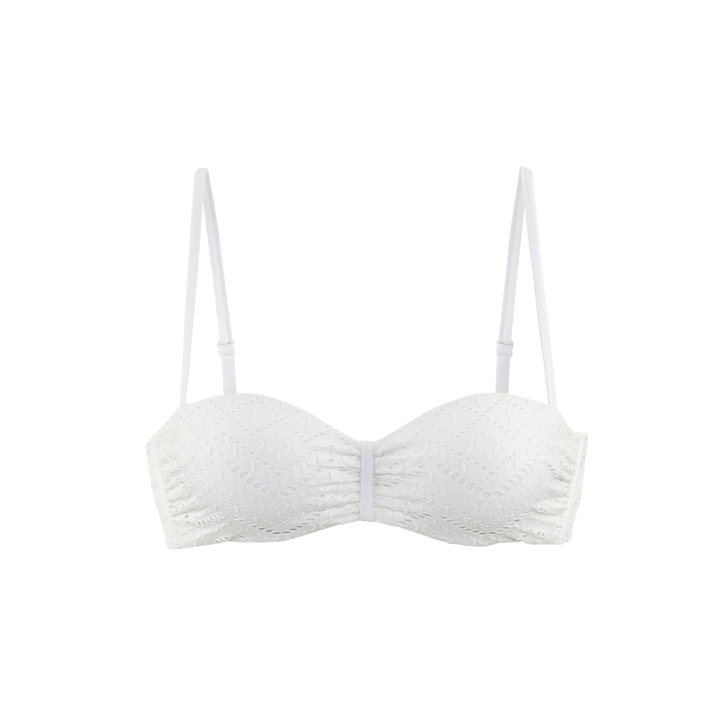 LASCANA Bügel-Bandeau-Bikini-Top »Omara«, mit Lochstickerei