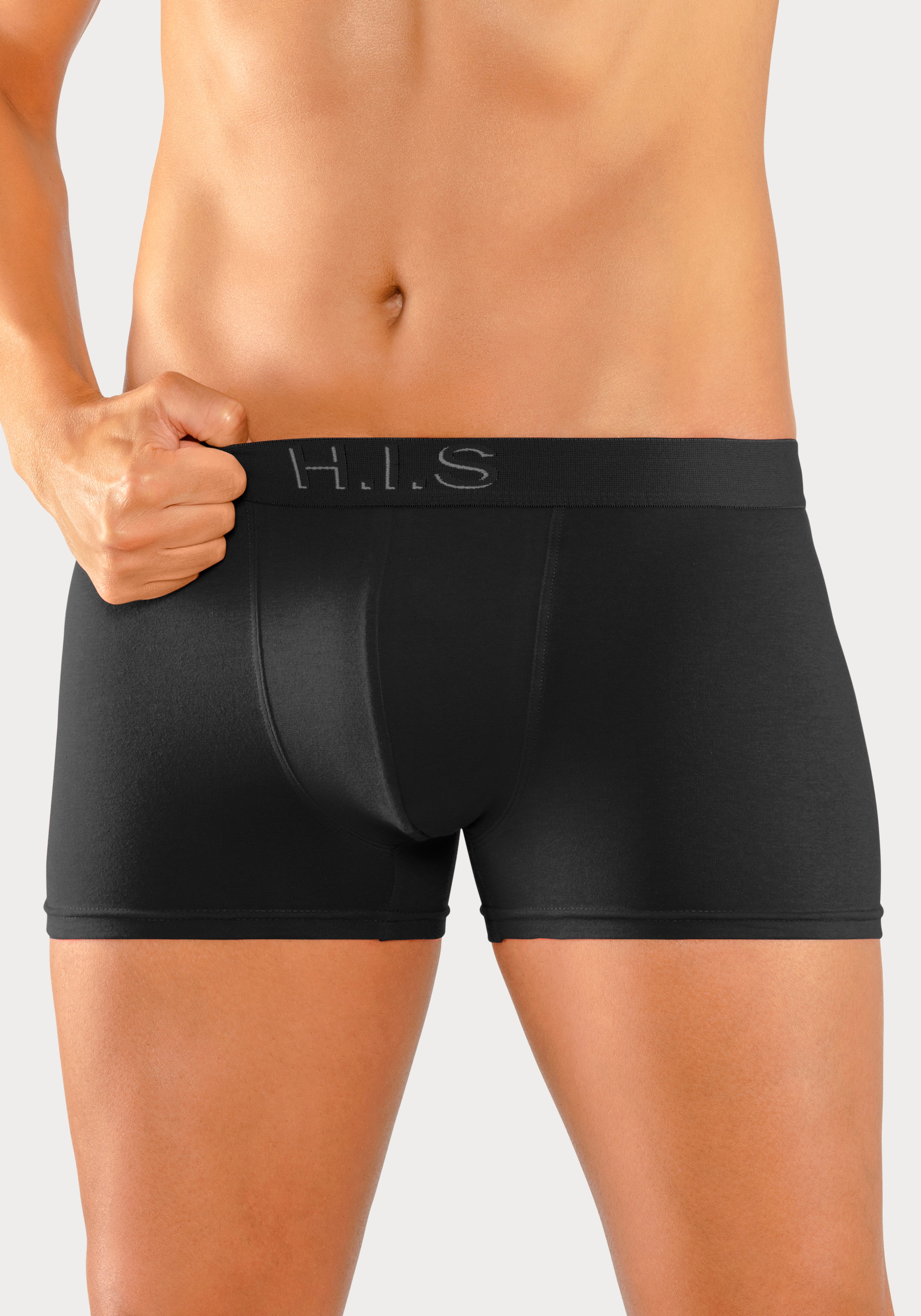 H.I.S Boxer "Boxershorts für Herren" Packung, 5 Stk. Logo Webbund mit 3D Effekt