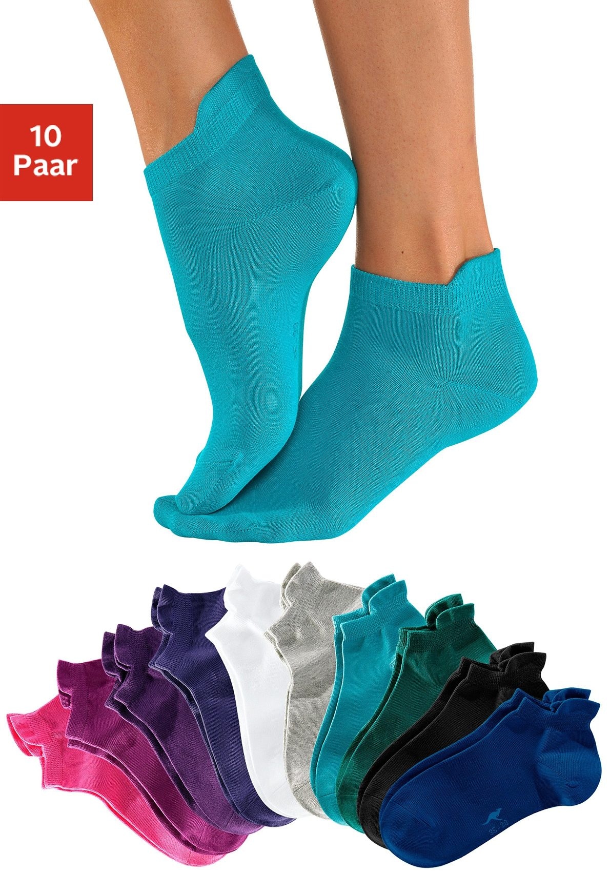 KangaROOS Sneakersocken Packung, 10 Stk. tlg. mit erhöhtem Bündchen