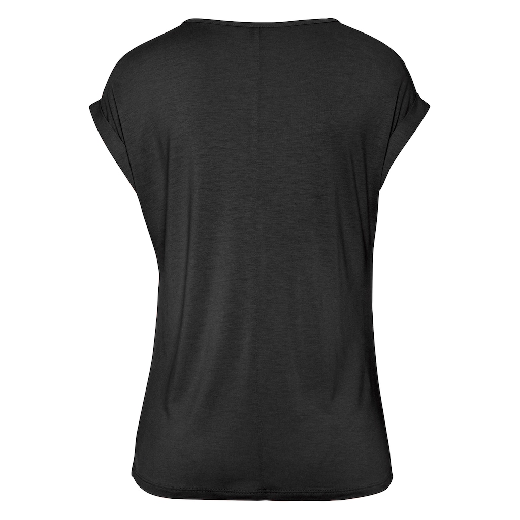Buffalo Kurzarmshirt, mit Zierknöpfen, bequemes T-Shirt aus Jersey, Basic