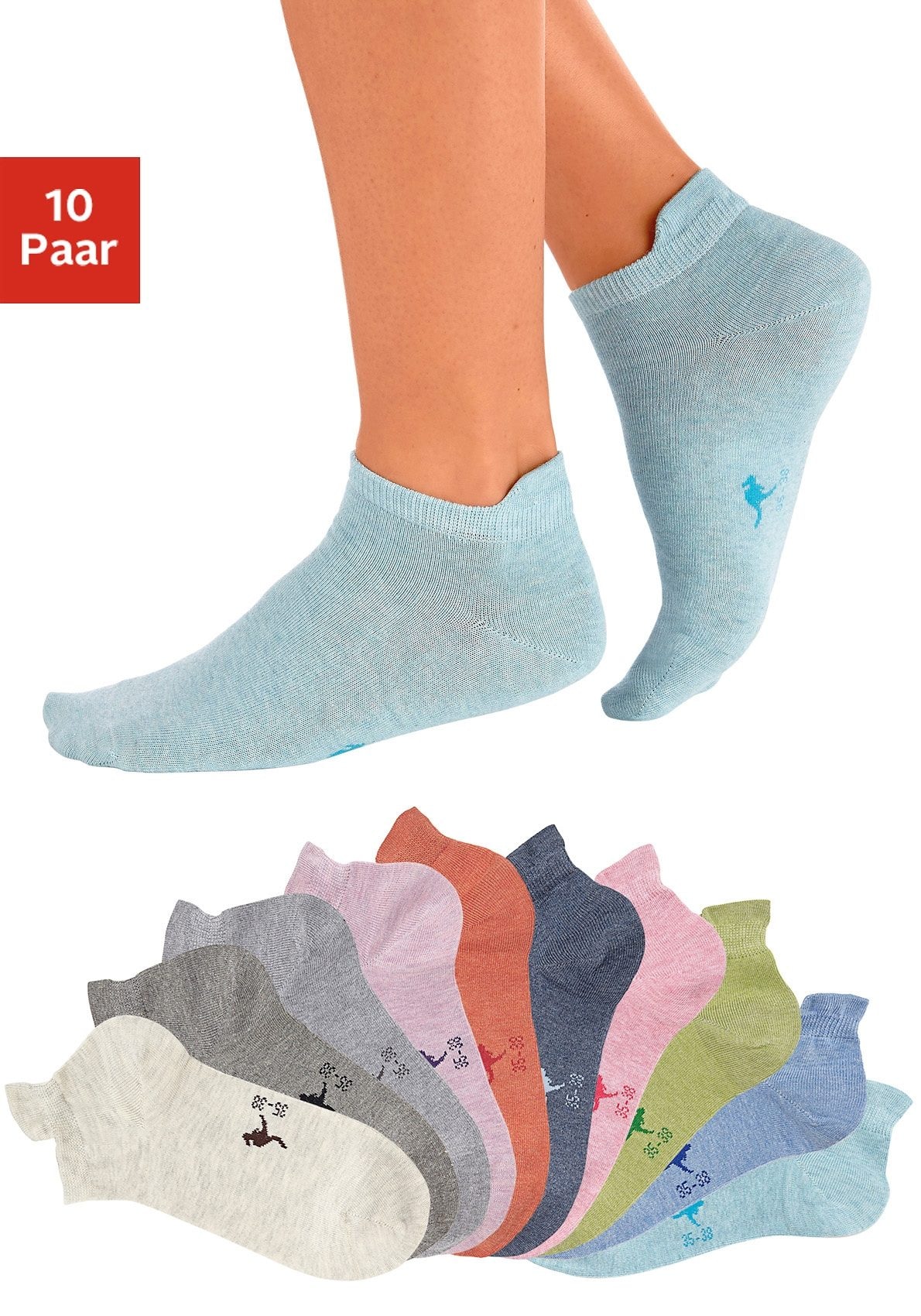 KangaROOS Sneakersocken Packung, 10 Stk. tlg. mit verlängertem Bündchen hinten