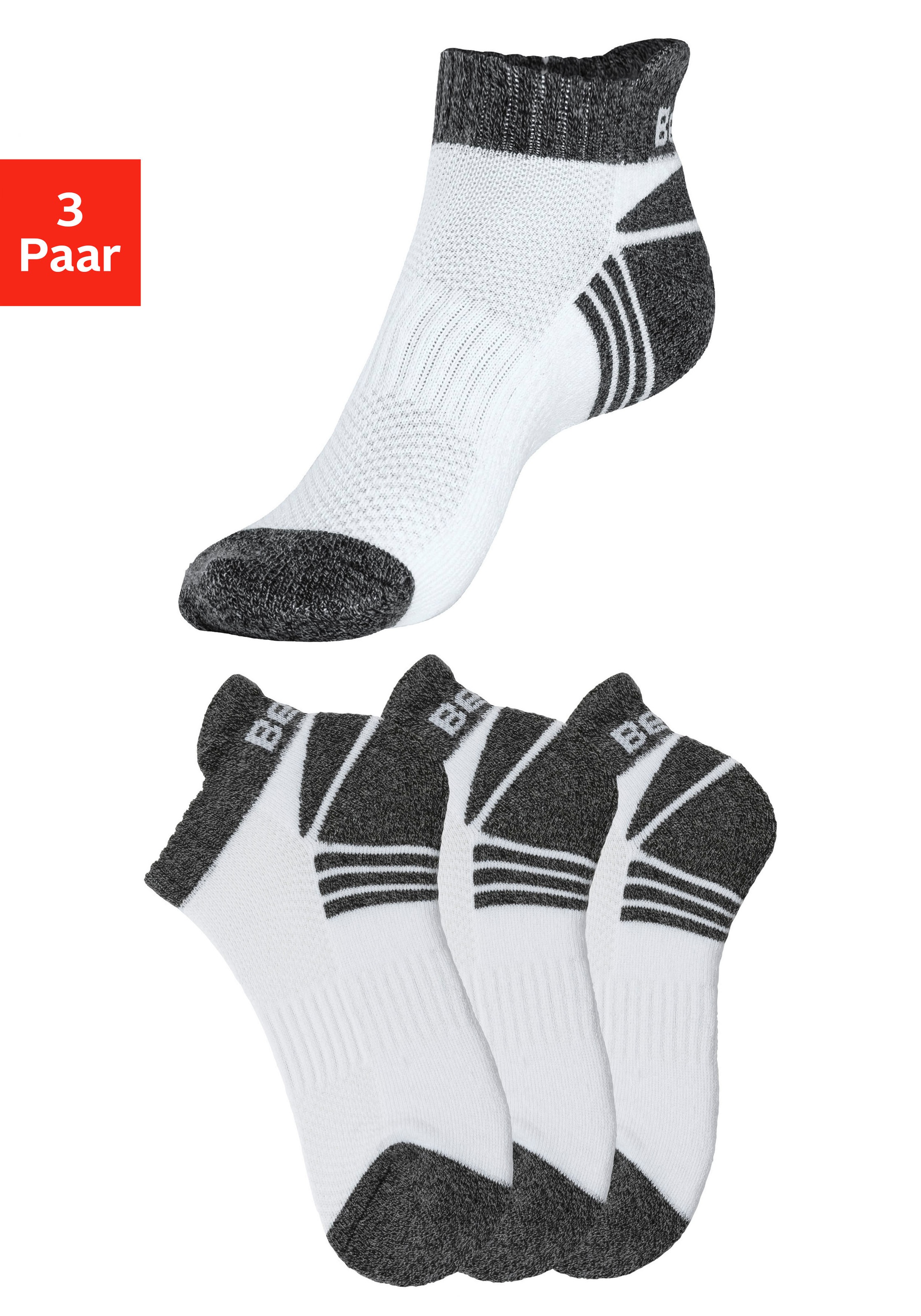 Bench. Sneakersocken Packung, 3 Paar tlg. mit Mittelfussgummi und Pikeestruktur