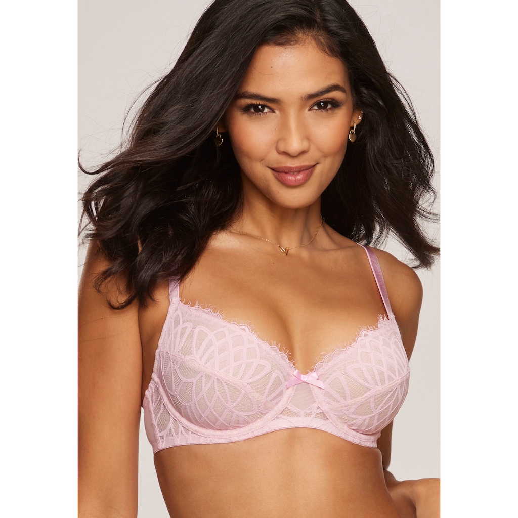 LASCANA Bügel-BH »Cara«, mit femininer Spitze, anteilig aus recyceltem Material, Dessous
