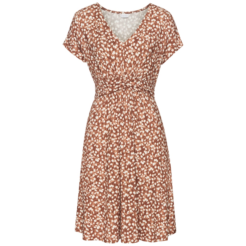 Vivance Jerseykleid, mit Pünktchendruck und V-Ausschnitt, figurschmeichelndes Sommerkleid