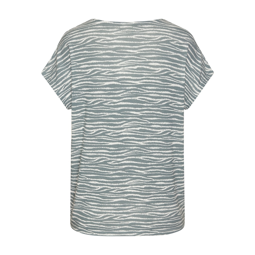 LASCANA Kurzarmshirt »mit modischem Zebra-Muster«, aus weichem Viskose-Strick