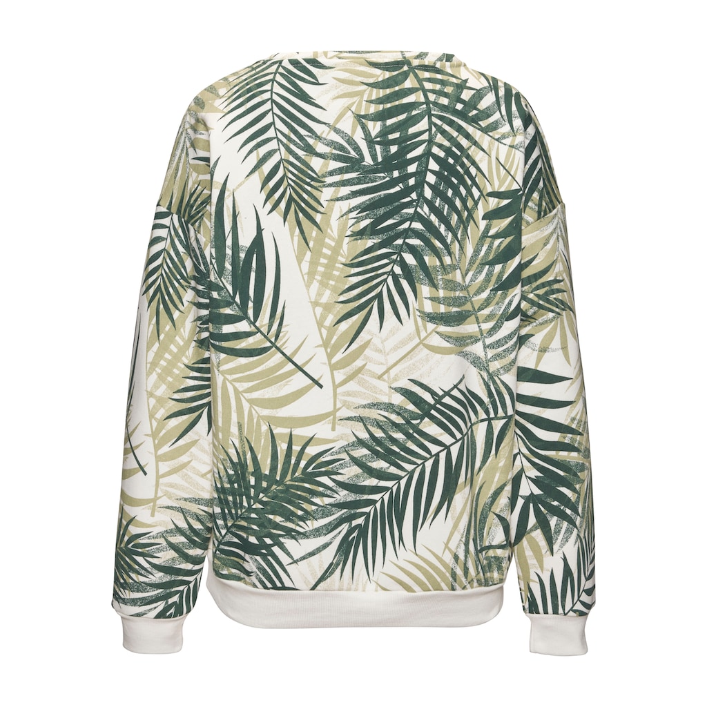 LASCANA Sweater, Loungeshirt mit Allover-Blätterdruck, Loungewear