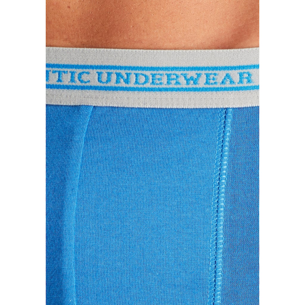 AUTHENTIC UNDERWEAR Boxer »Boxershorts für Herren«, (Packung, 4 St.), schwarzer Webbund mit Logoschriftzug