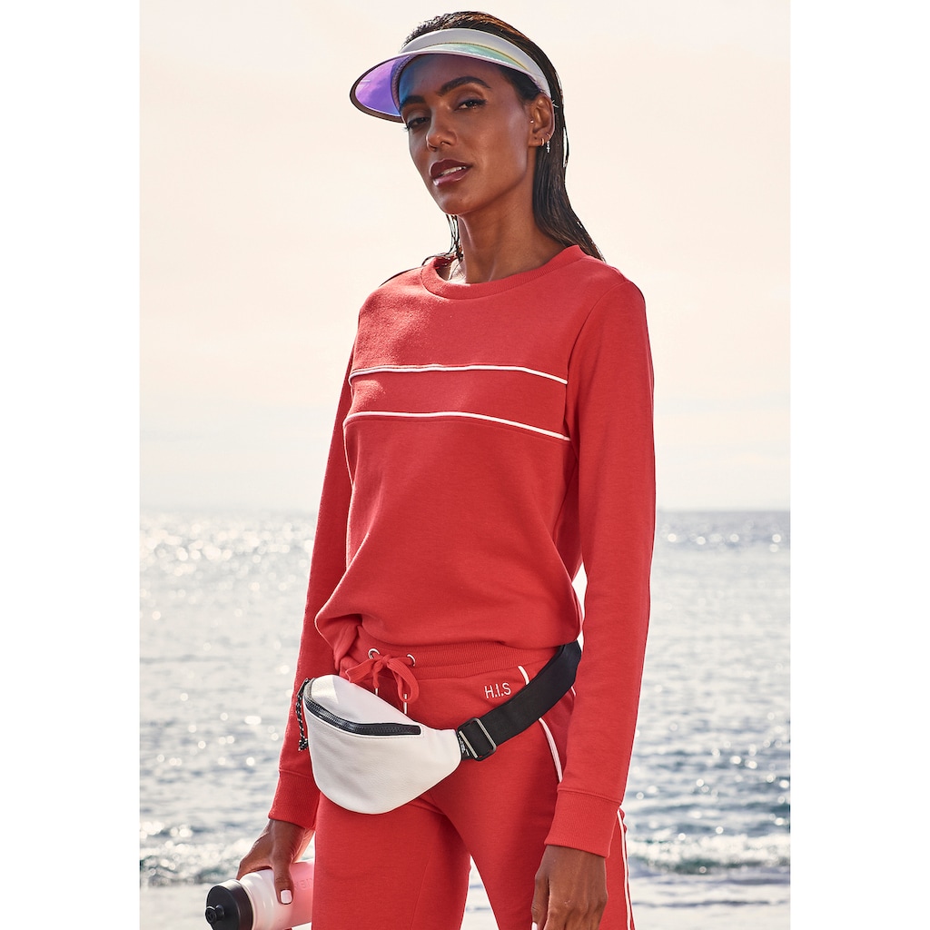 H.I.S Sweatshirt, mit Piping auf der Brust, Loungewear