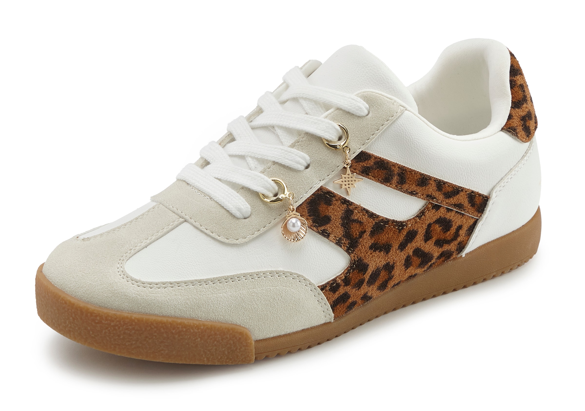 LASCANA Sneakers  Schnürhalbschuh, Freizeitschuh mit abnehmbaren Schmucksteinen VEGAN