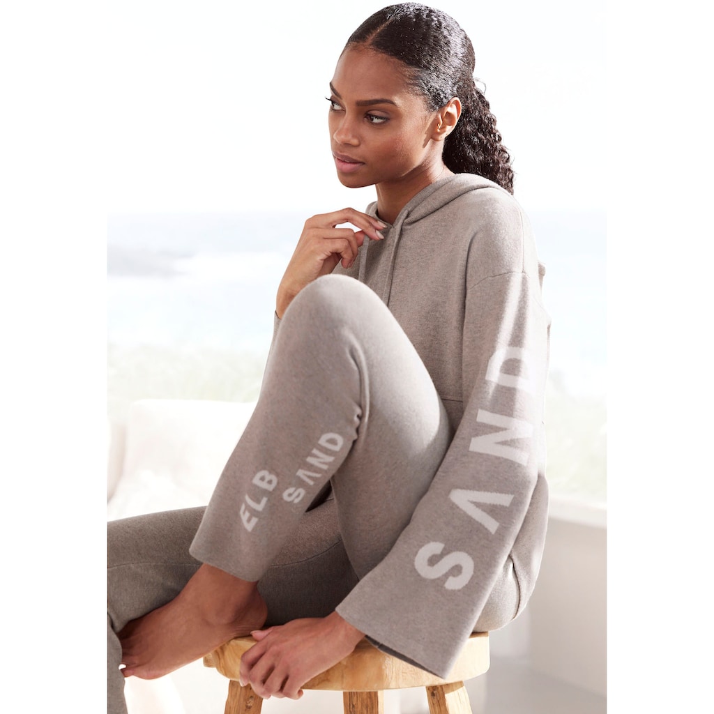 Elbsand Hoodie, Strickpullover mit eingestricktem Logo, Loungewear