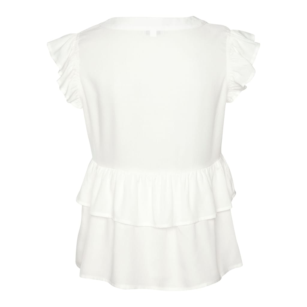 LASCANA Rüschenbluse, mit kurzen Ärmeln, sommerliche Bluse mit Knopfleiste und Volant
