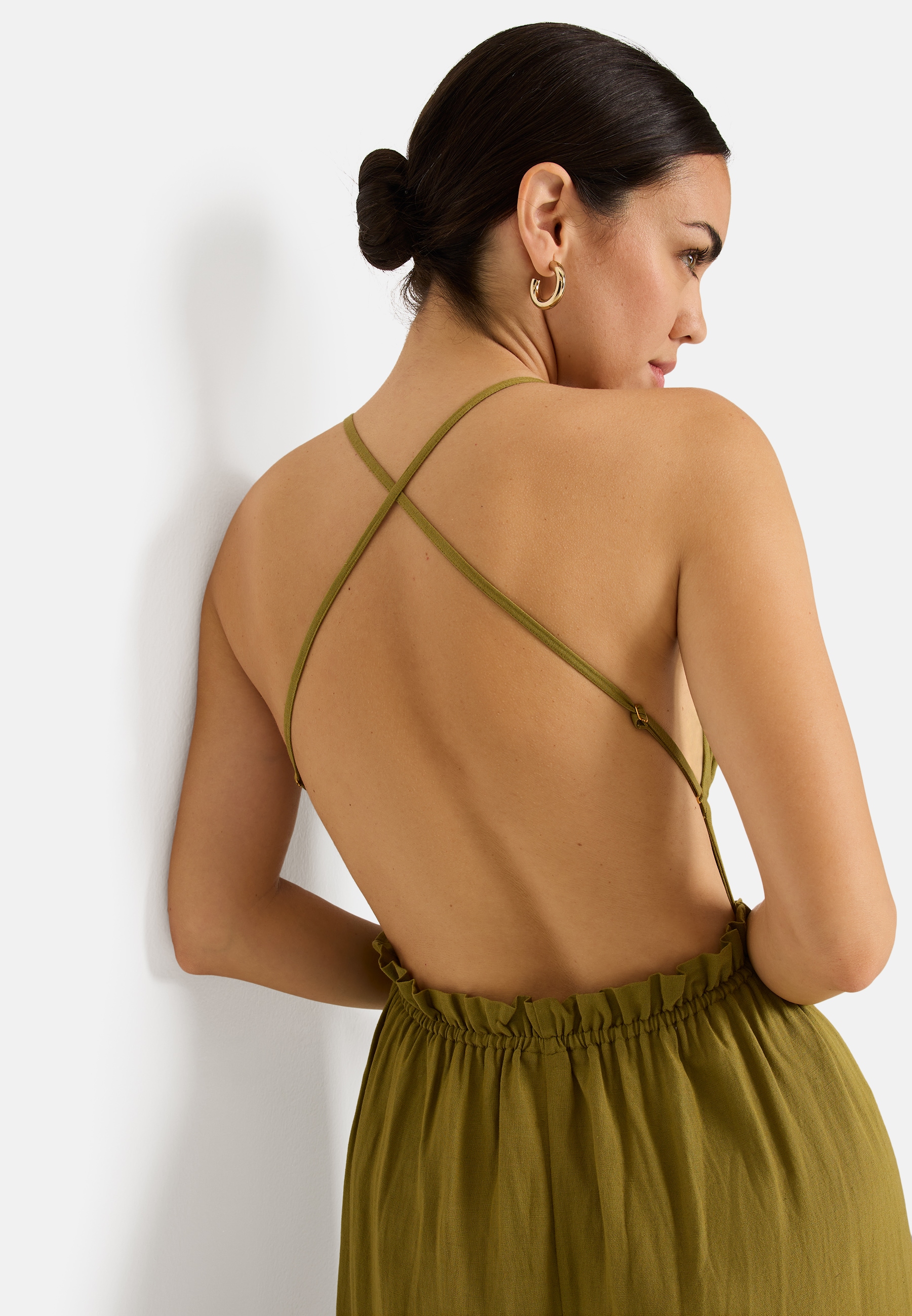 LSCN by LASCANA Maxi robe Sans poches aus Webware mit Leinenanteil, Strandkleid, Boho-Kleid