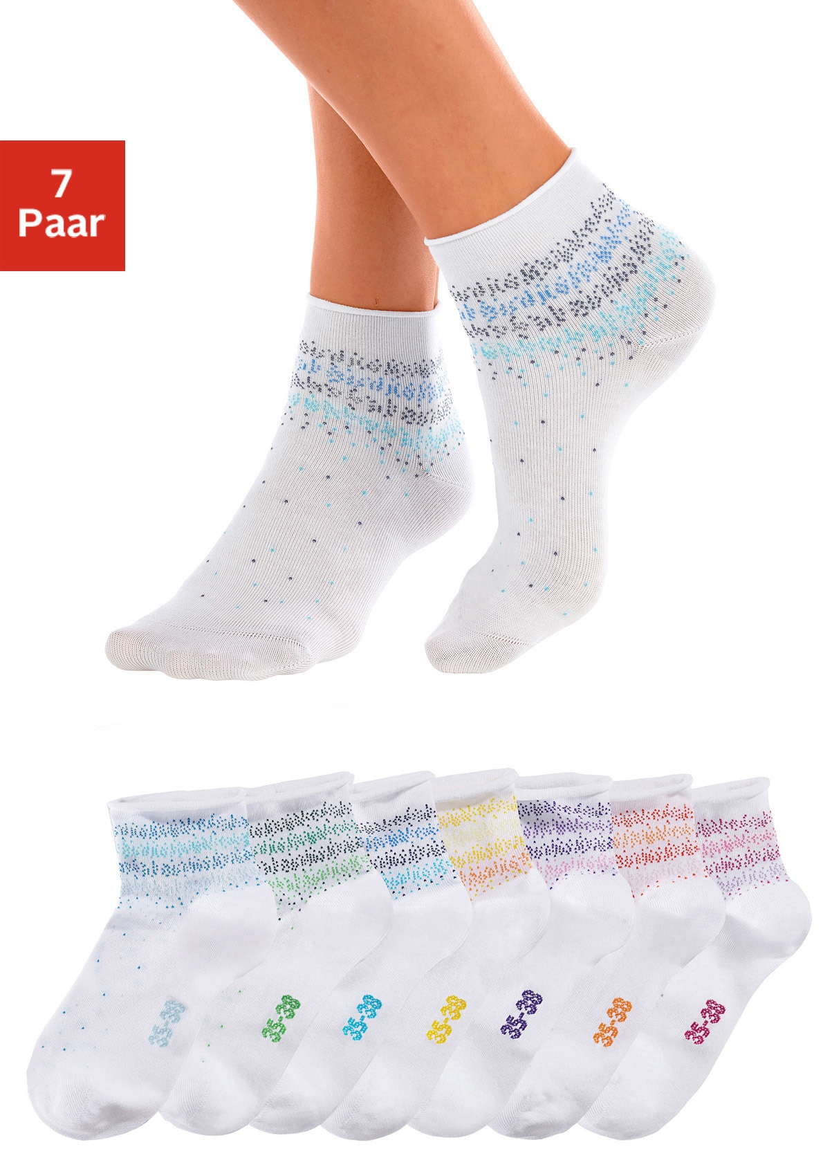 H.I.S Kurzsocken Packung, 7 Stk. tlg. mit Pünktchen Muster