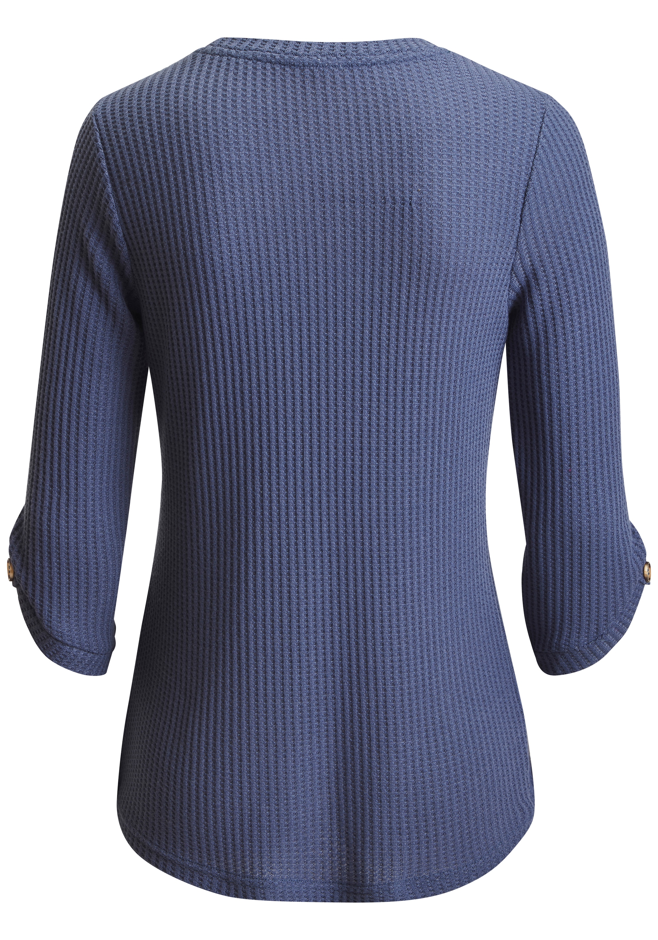 LASCANA T-shirt à manches 3/4 »mit Knopfdetail« aus weicher Piqué-Qualität
