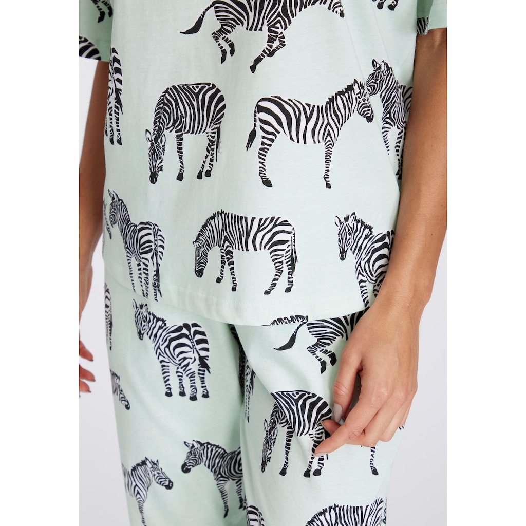 Vivance Dreams Pyjama, (2 tlg.), mt Animal Alloverprint