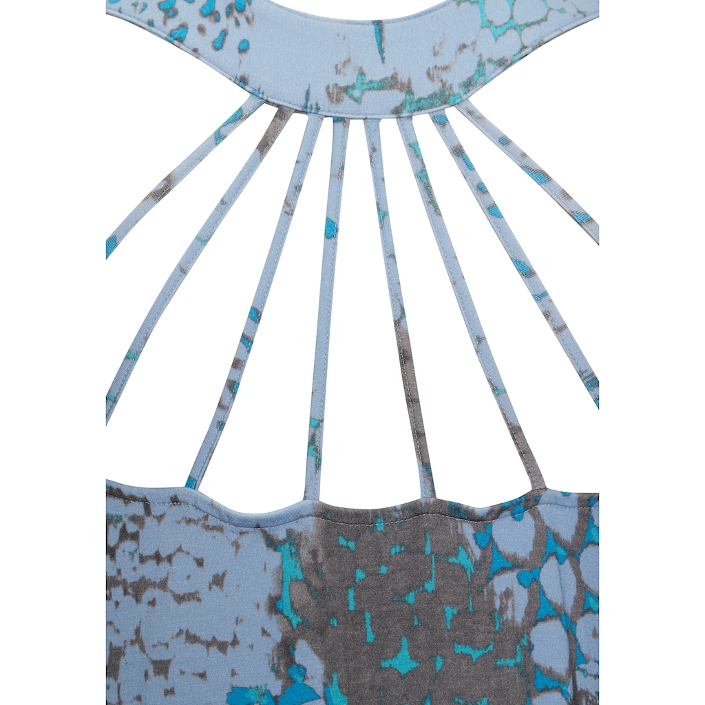 Buffalo Strandkleid, mit besonderem Trägerdesign und Alloverprint, Minikleid, Sommerkleid