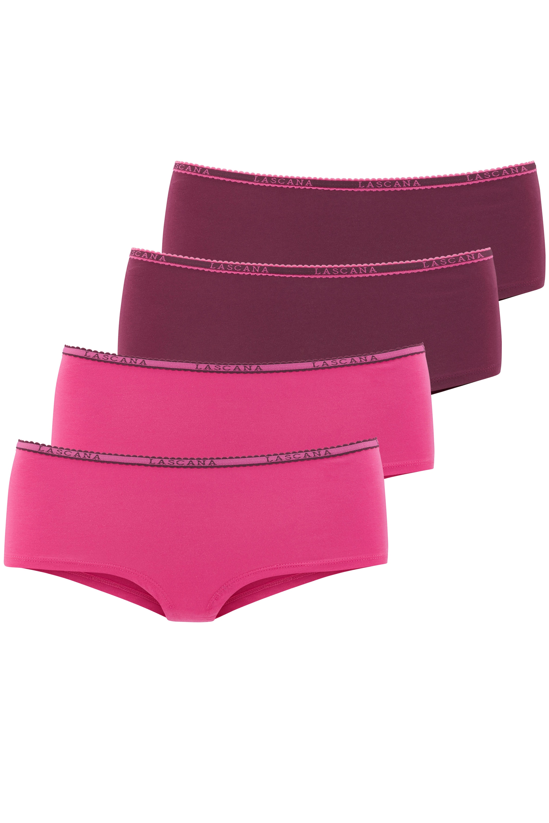 LASCANA Panty 4er-Pack,  aus elastischer Baumwoll-Qualität