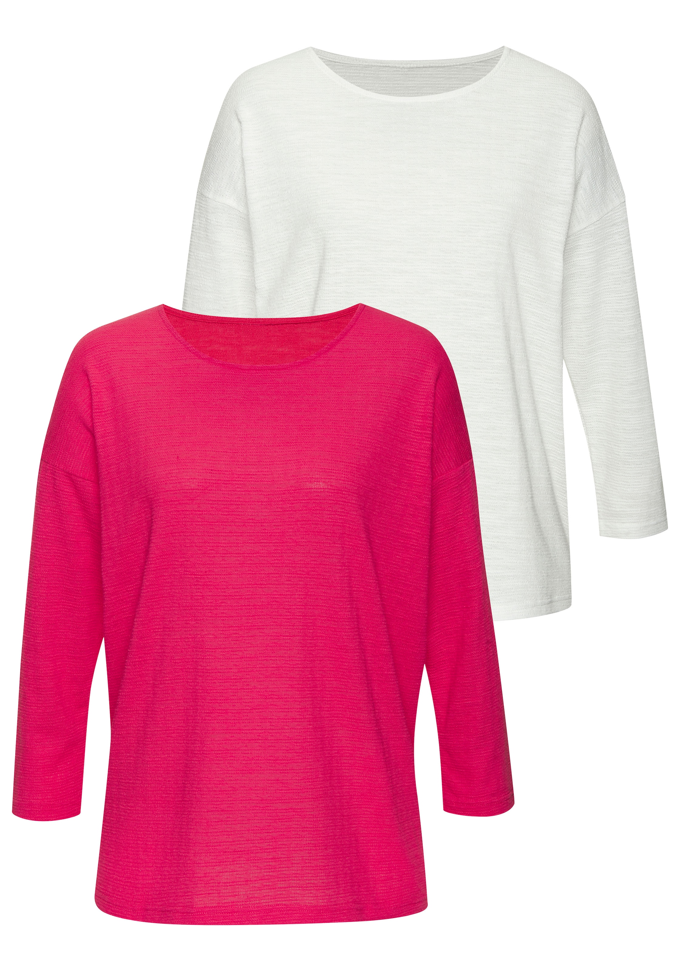 Vivance Langarmshirt »mit modischer Struktur«, (2er-Pack), aus bügelfreier Qualität mit Baumwolle