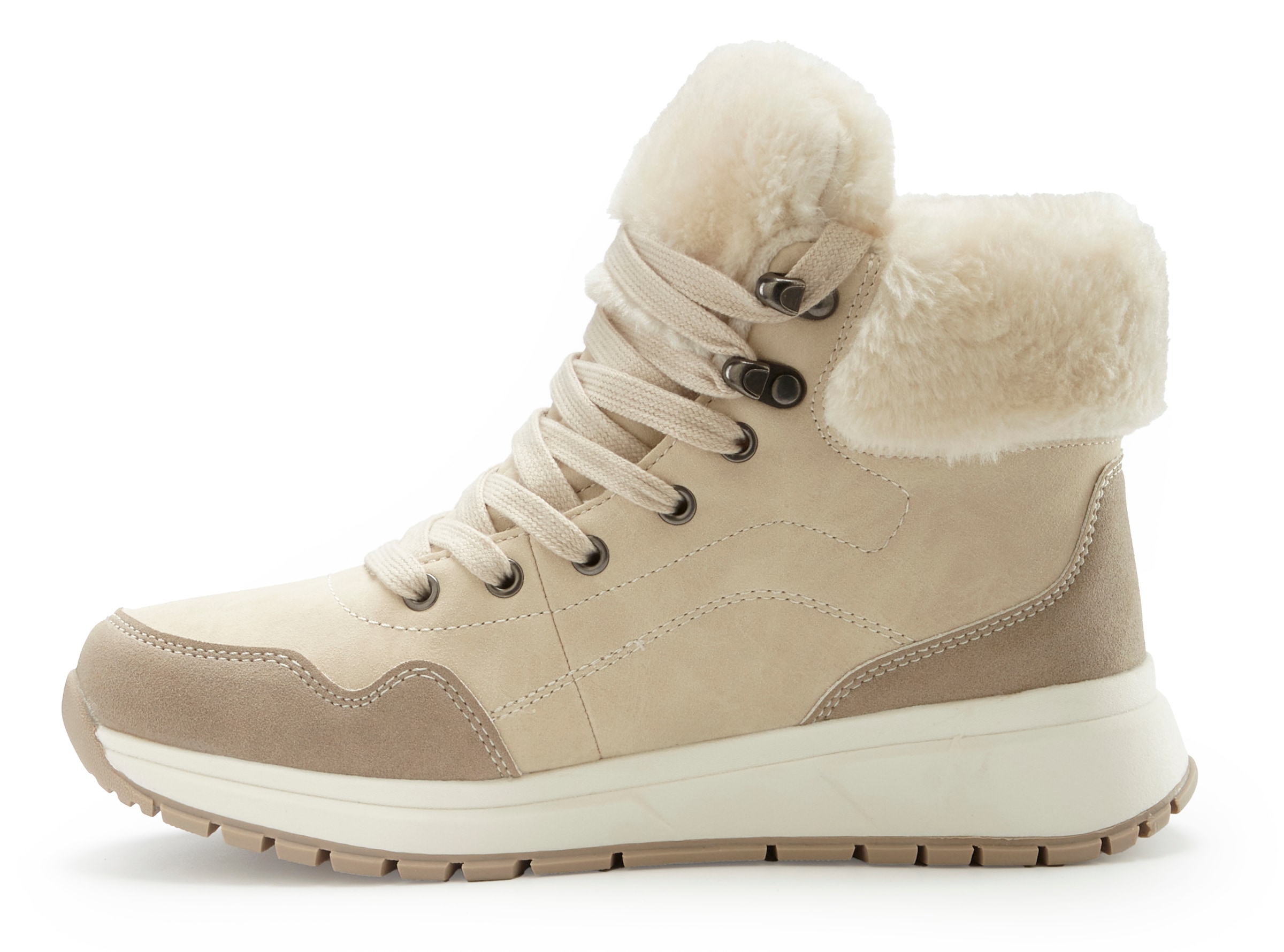 LASCANA Winterstiefelette »High Top Sneaker, Schnürschuh, Boots, Stiefelette«  aus wasserabweisendem Material mit Warmfutter VEGAN