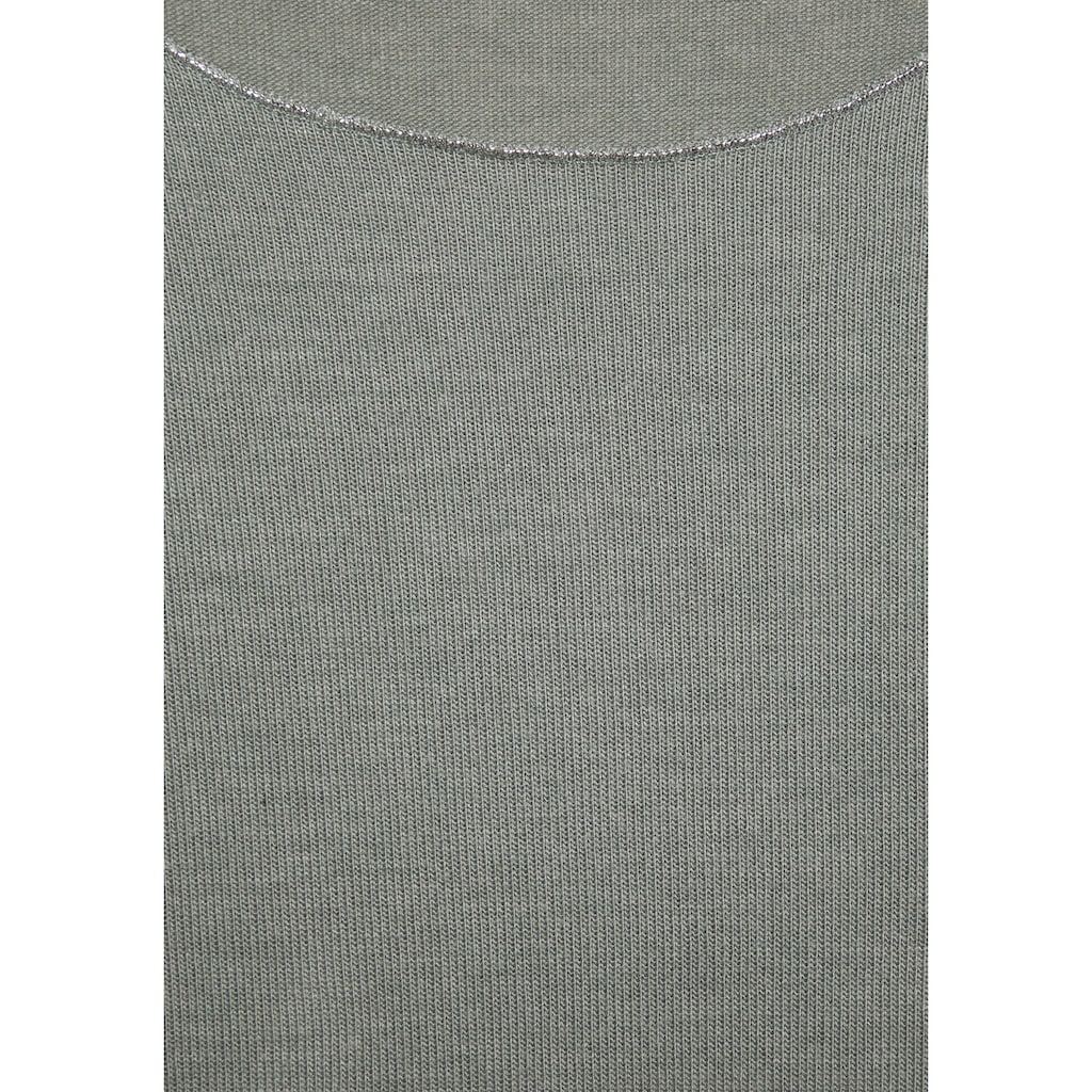 LASCANA Rundhalsshirt »mit feiner Glitzereinfassung«, aus weichem Viskose-Feinstrick