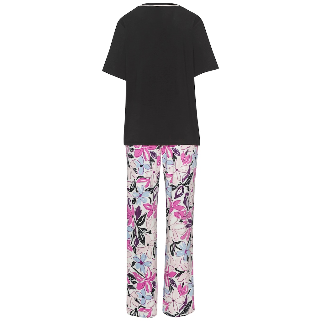 LASCANA Pyjama, (2 tlg.), mit schönem Blumendruck
