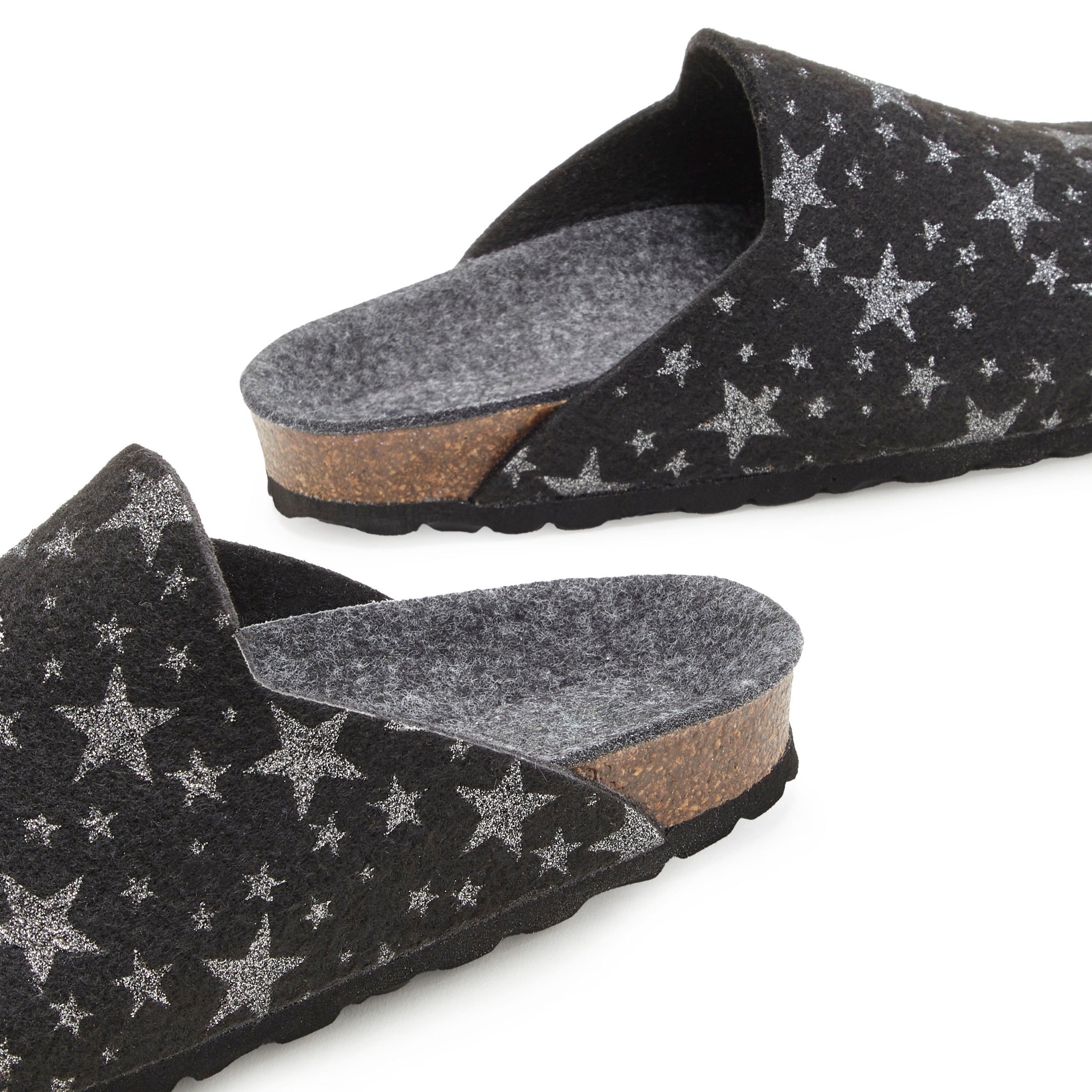 Vivance Pantolette »Hausschuh, Clog, Pantoffel,«, aus Filz mit wärmenden Korkfussbett & Sternenprint