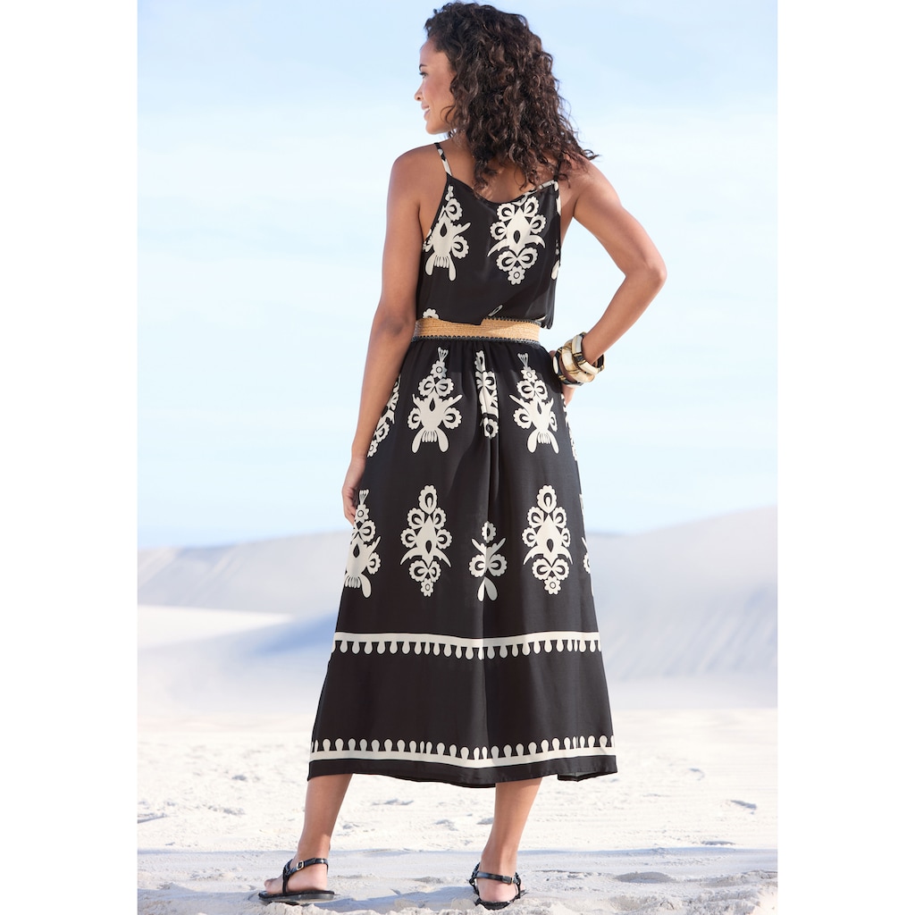 LASCANA Midikleid, aus gewebter Viskose mit Ethnodruck