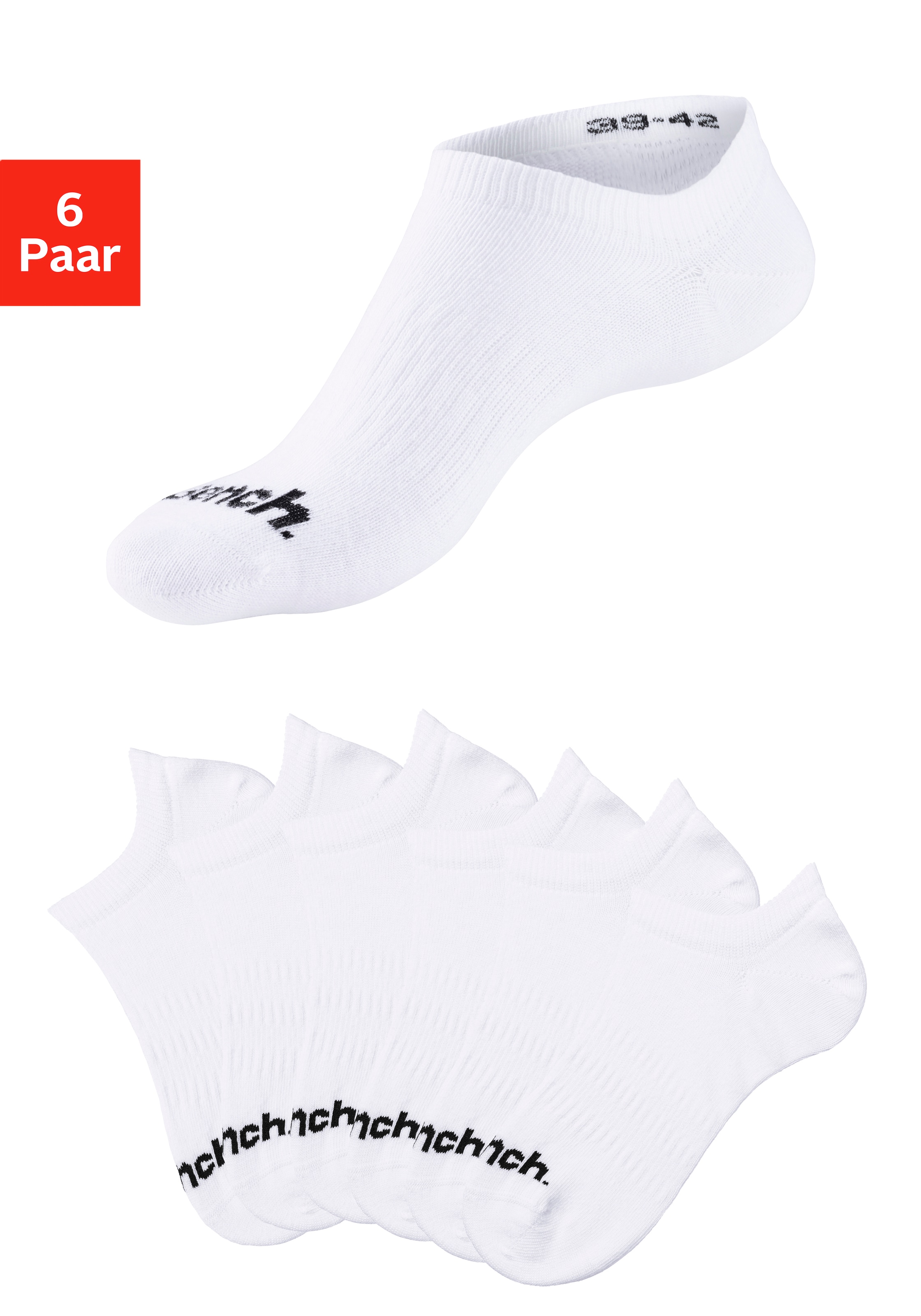 Bench. Sportsocken Packung, 6 Stk. tlg. Sneakersocken verschwinden im Schuh