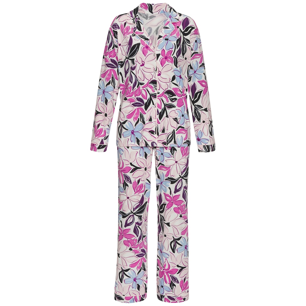 LASCANA Pyjama, (2 tlg.), mit schönem Alloverdruck