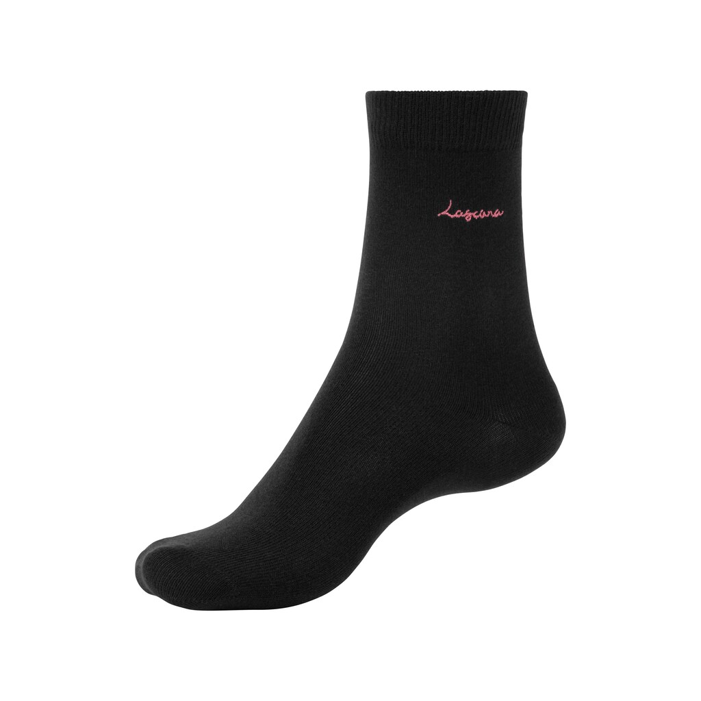 LASCANA Basicsocken, (Box, 7 Paar), mit hochwertiger Logo Stickerei