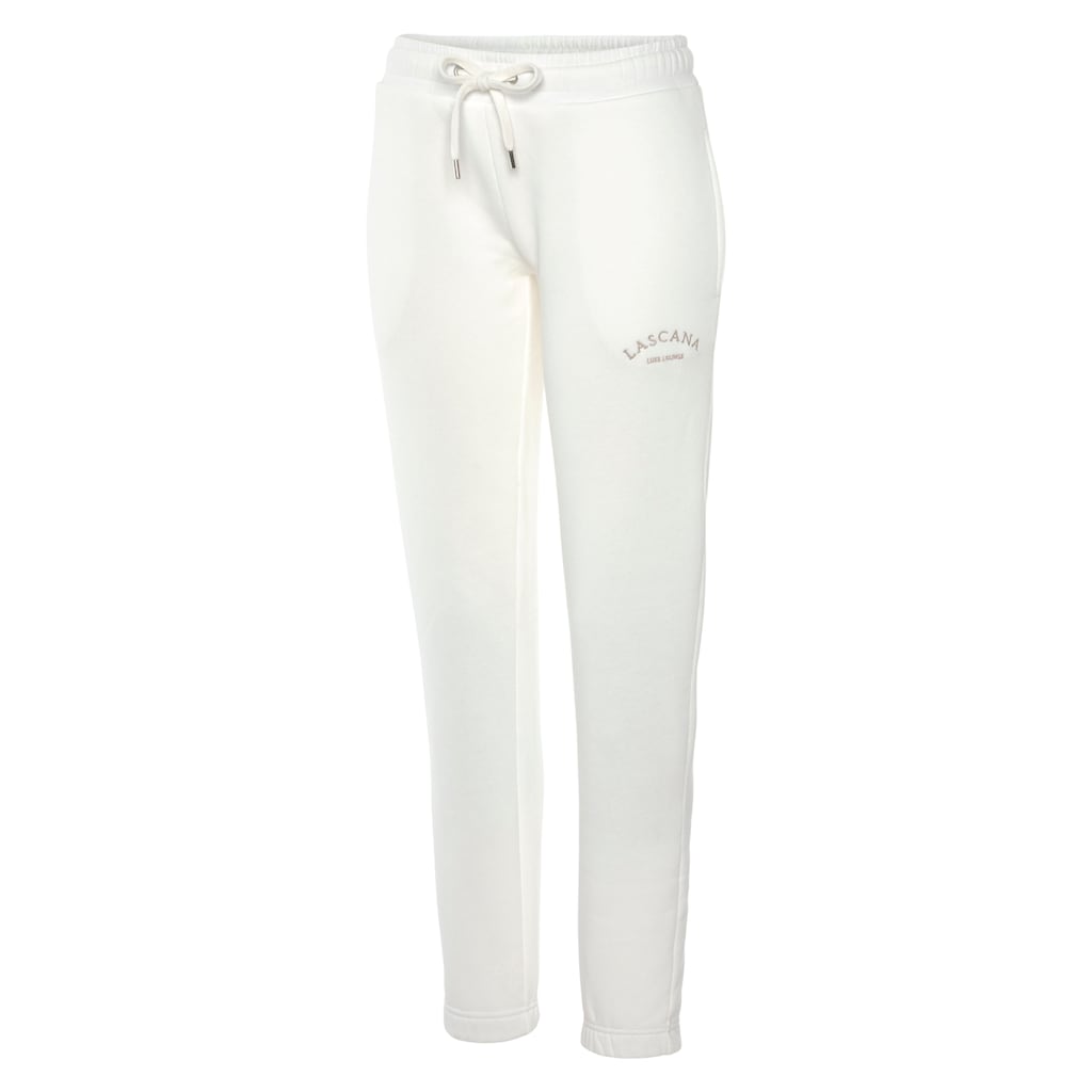 LASCANA Sweathose, Loungehose mit seitlichen Taschen und Logostickerei, Loungewear
