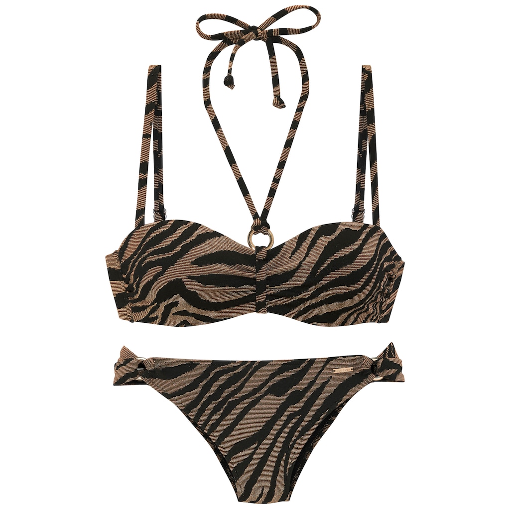 Bruno Banani Bügel-Bandeau-Bikini, in zweifarbiger Animal-Optik