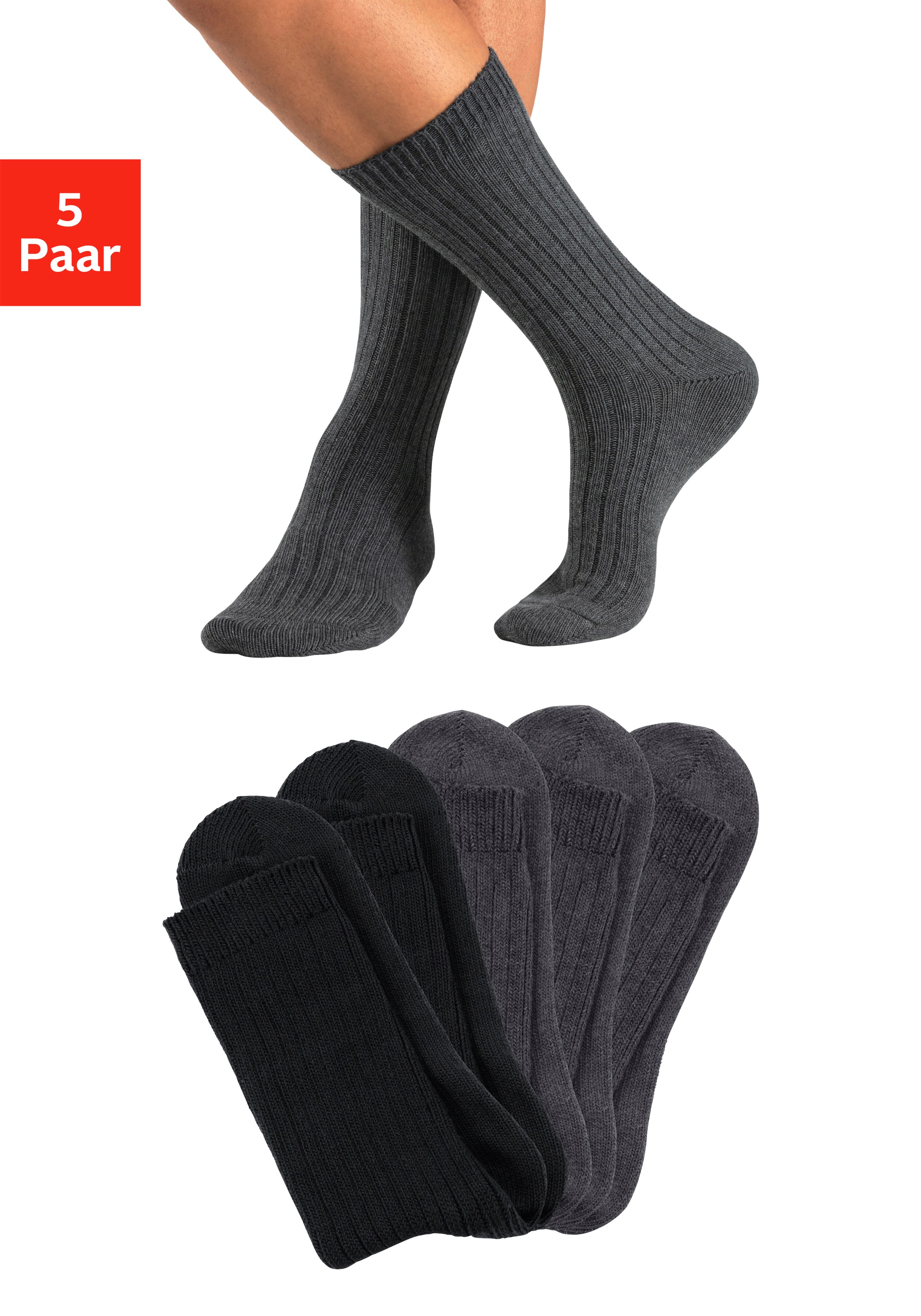 H.I.S Arbeitssocken Packung, 5 Paar tlg. besonders grob gestrickt
