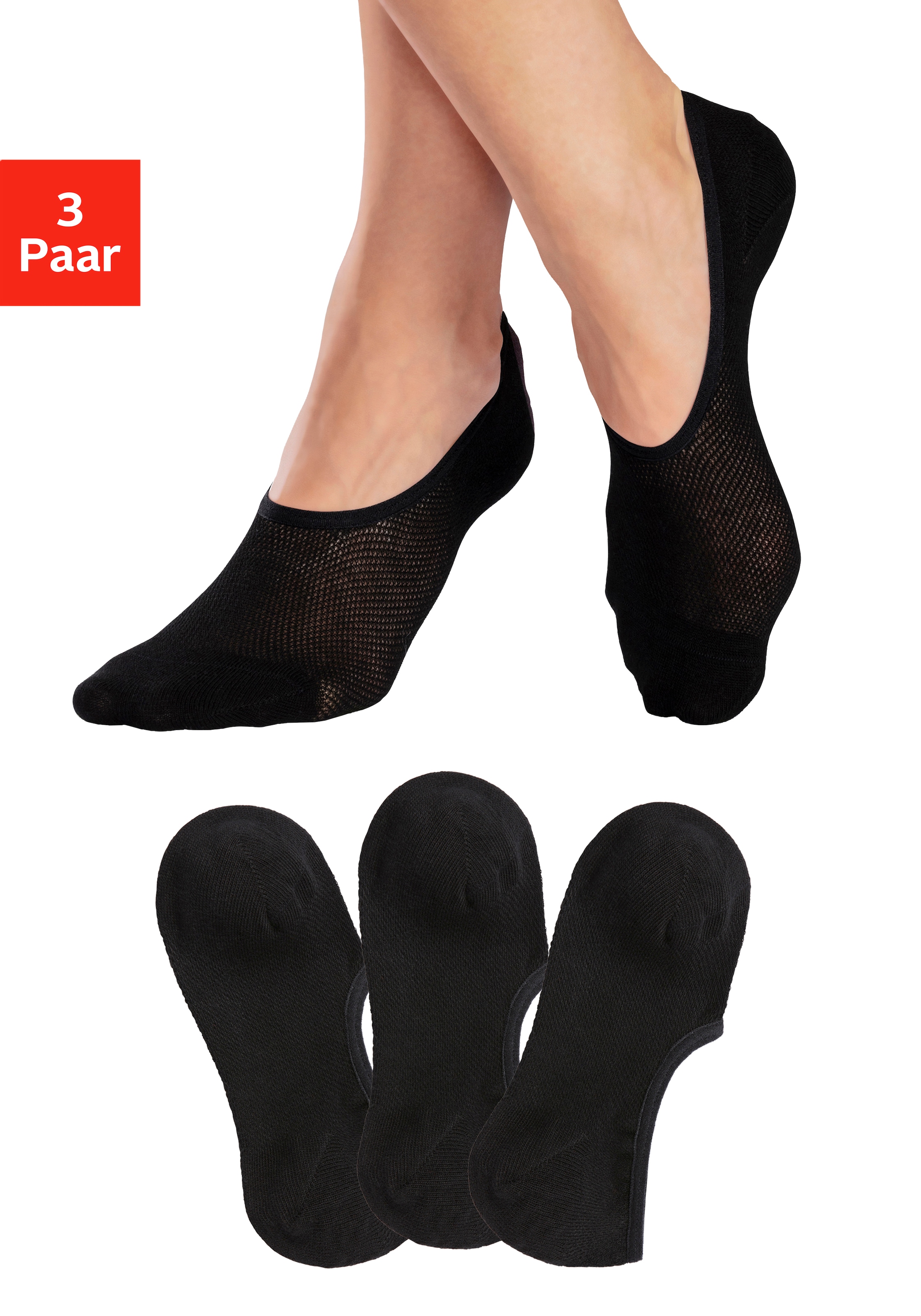 LASCANA ACTIVE Füsslinge Packung, 3 Stk. tlg. mit Pikee Struktur