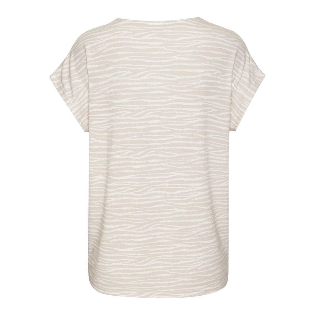 LASCANA Kurzarmshirt »mit modischem Zebra-Muster«, aus weichem Viskose-Strick