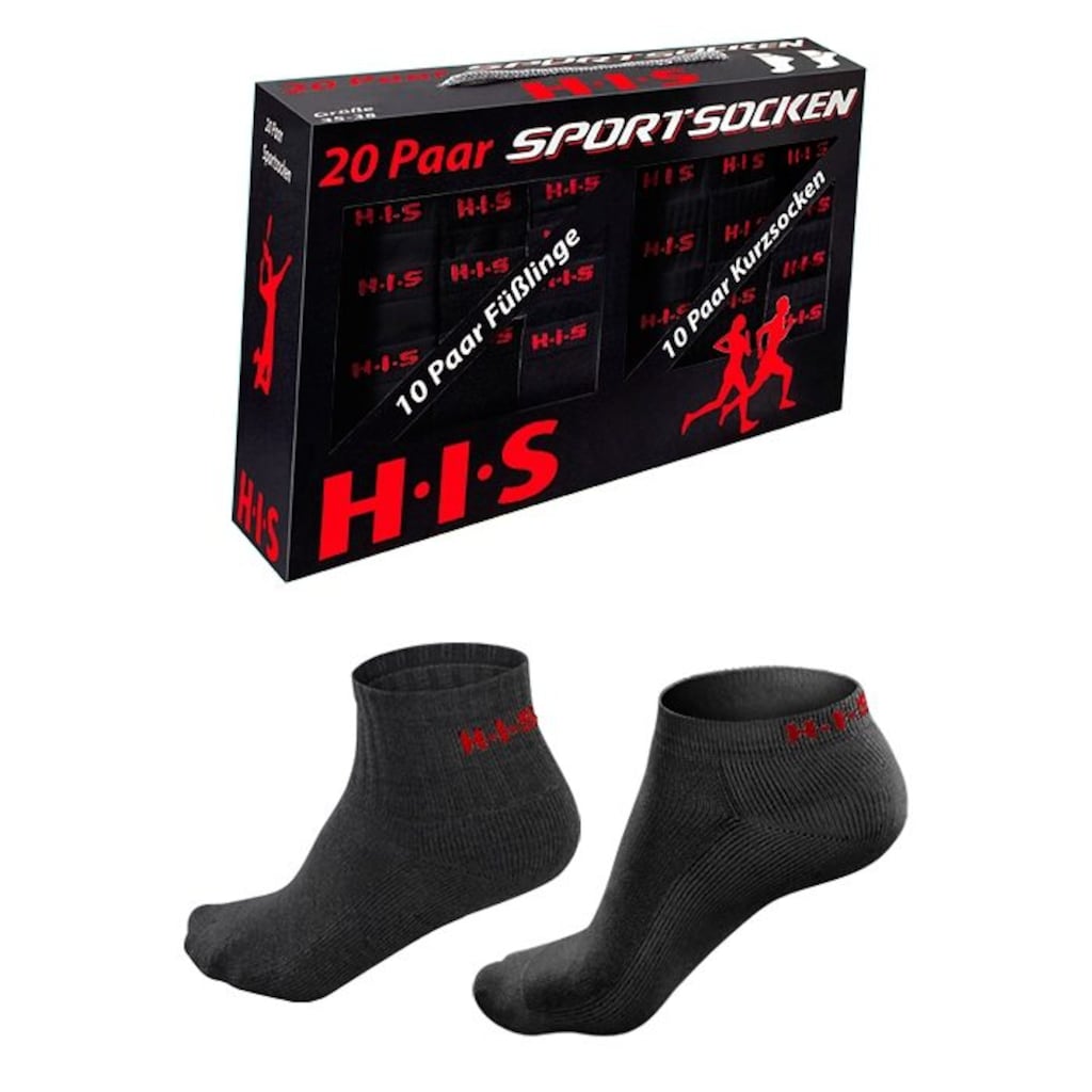 H.I.S Kurzsocken, (Set, 20 Paar), und Sneakersocken mit Frottee