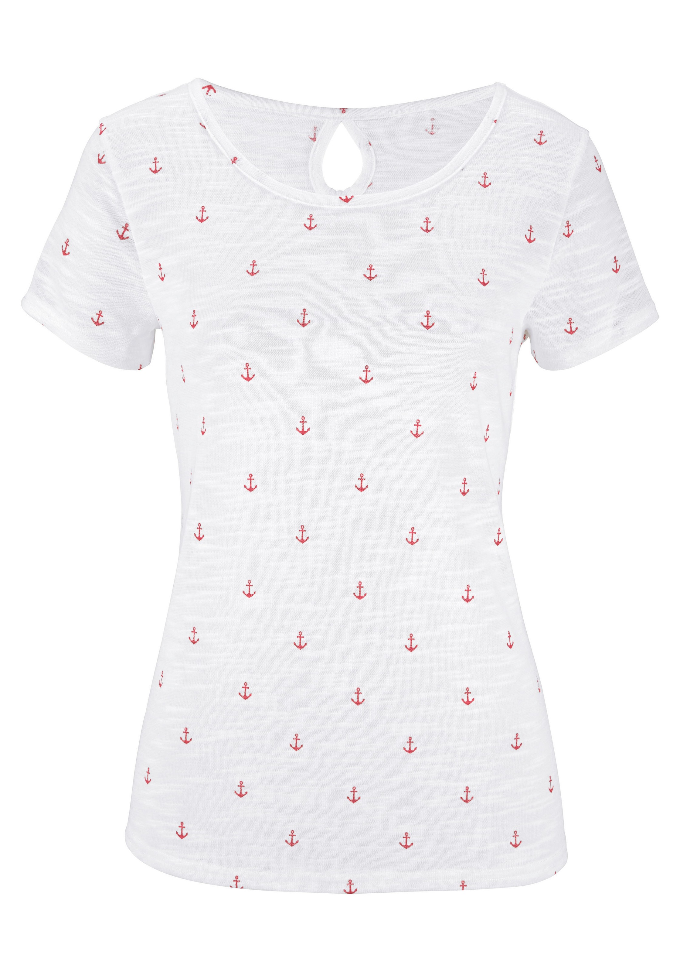 Beachtime T-Shirt, (2er-Pack), mit maritimem Anker-Druck