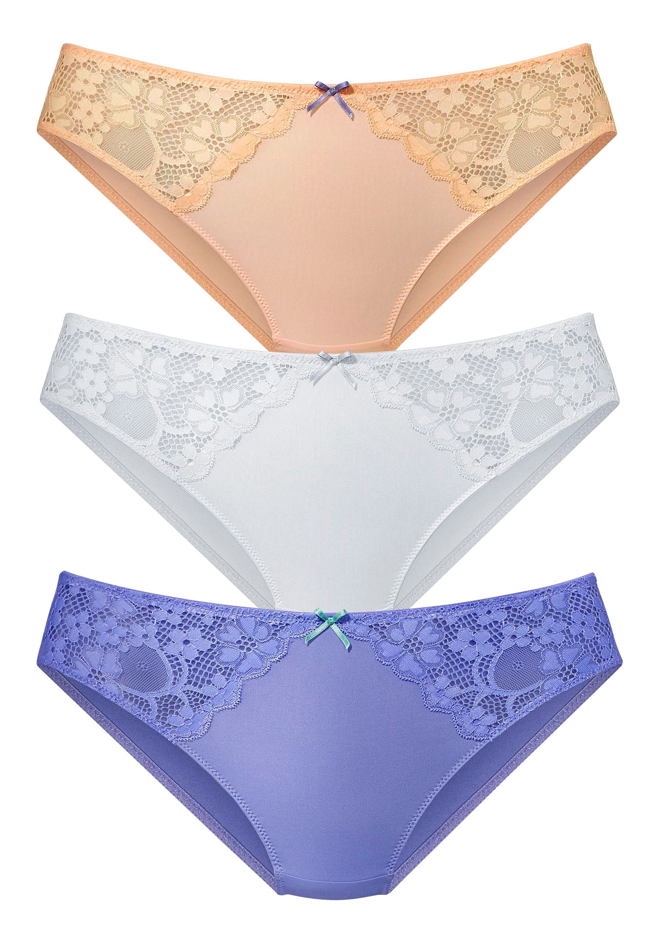 petite fleur Slip Paquet, 3 Stück,  mit leicht transparenter Jacquardspitze an den Seiten