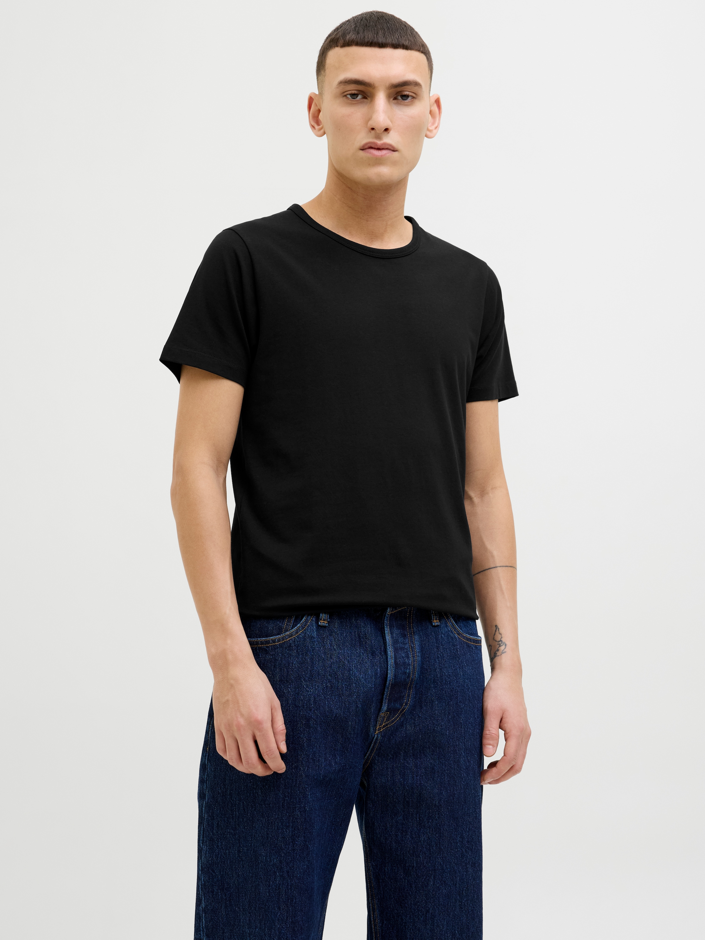 Jack & Jones T-shirt »Crew-Neck«, unifarben, modisch, regular fit, Baumwolle, Rundhals

