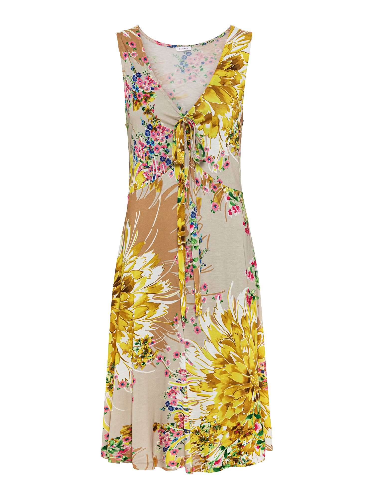 Thumbnail - LASCANA Jerseykleid, mit Alloverdruck und Bindeband, Trägerkleid, Strandkleid, sommerlich